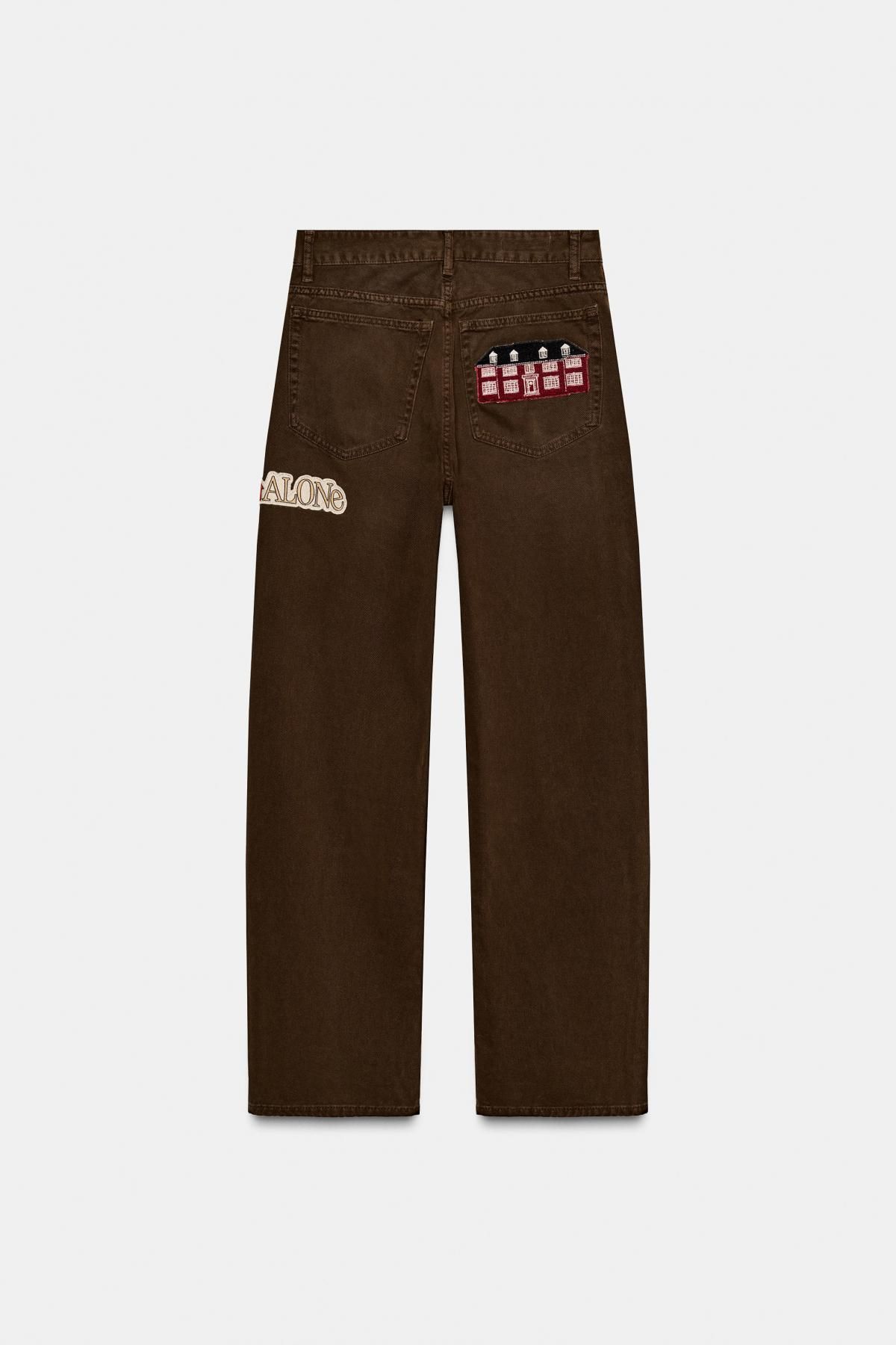 자라 오버사이즈 배기 데님 팬츠 6045/815 BROWN - 상세 이미지 3