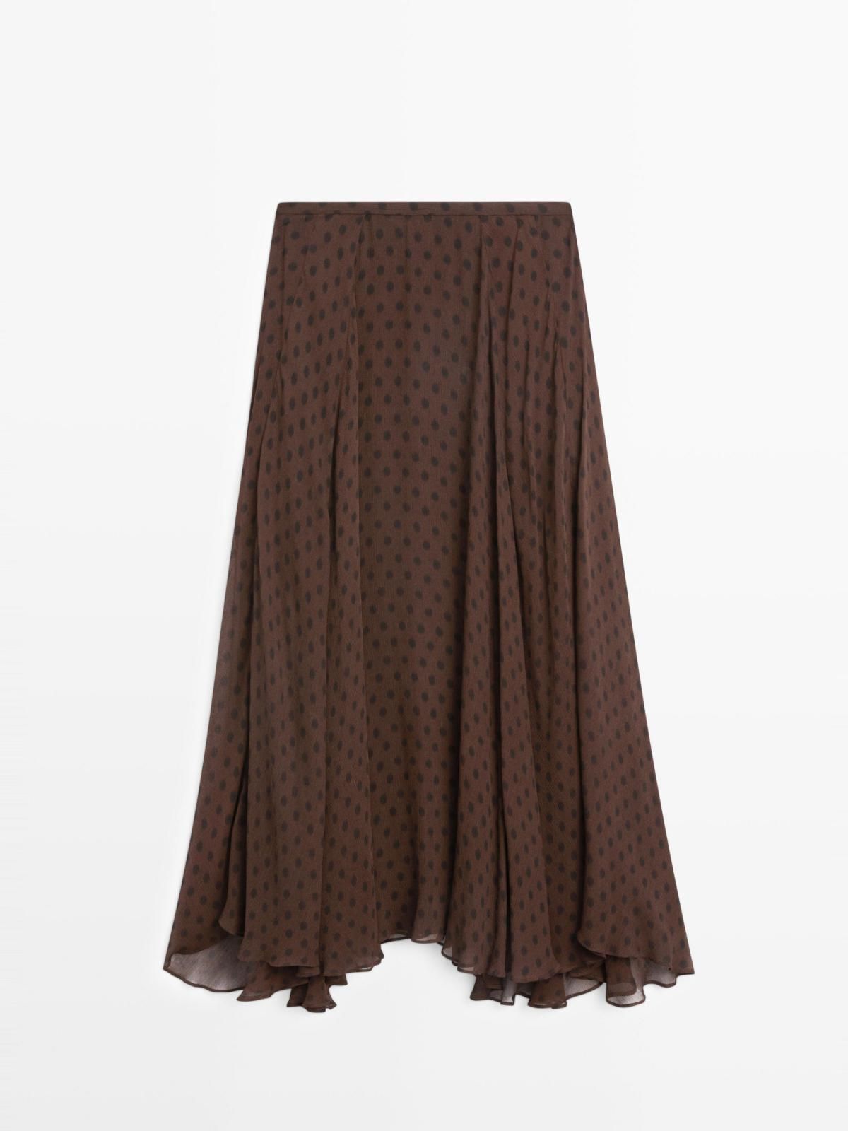 마시모두띠 플레어 도트 미디 스커트 5235/502 BROWN - 상품 이미지