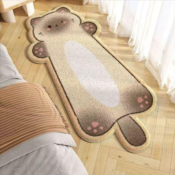 귀여운 캐릭터 침대 옆 어린이방 고양이 침실 침대용 러그 핑크 가장자리 복부 고양이 80cmx160cm - 상세 이미지 4