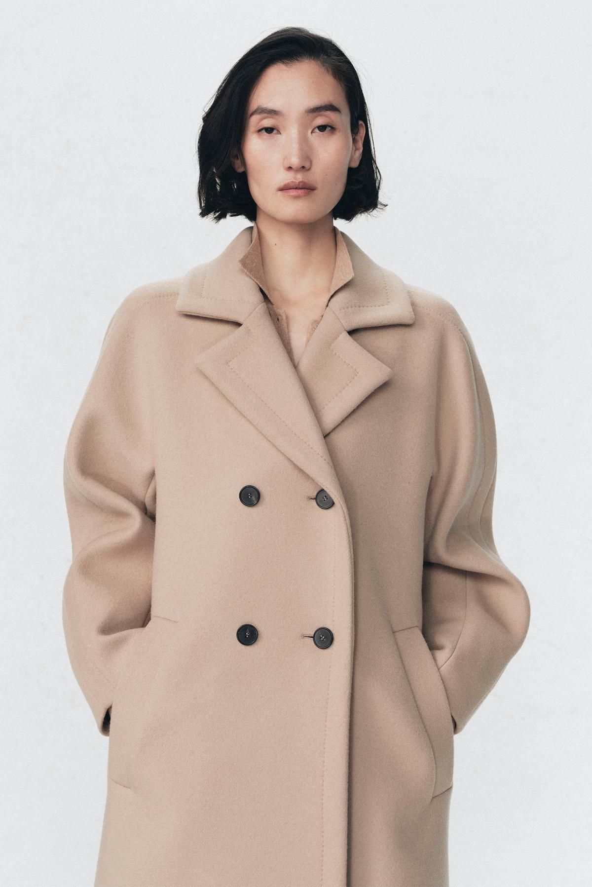 자라 울블렌드 더블 코트 X 소시오츠키 9758/956 LIGHT CAMEL - 상세 이미지 5