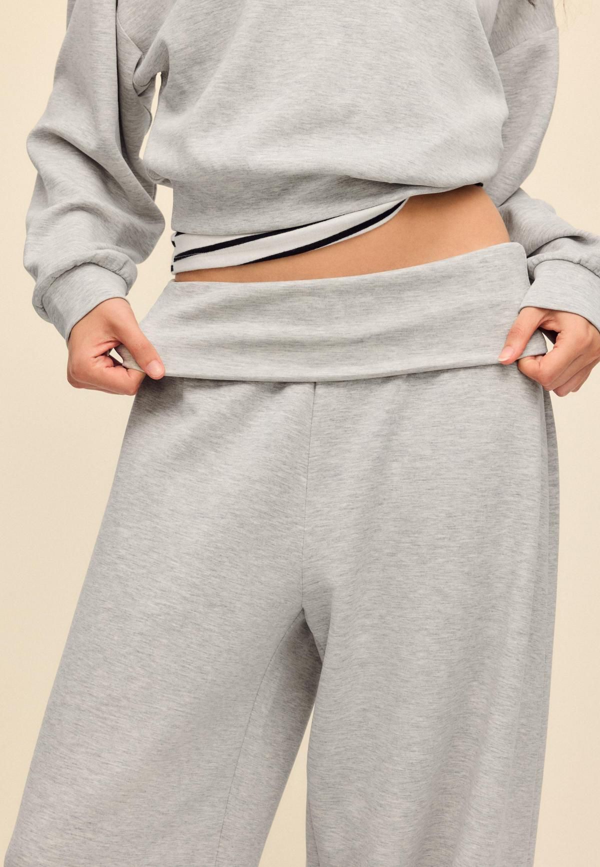 스트라디바리우스 소프트 와이드 턴업 조거 팬츠 8742/277 GREY MELANGE - 상세 이미지 2