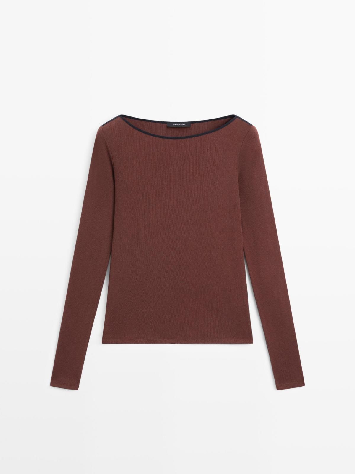 마시모두띠 테크니컬 니트 라운드넥 티셔츠 6264/106 MOLE BROWN - 상품 이미지