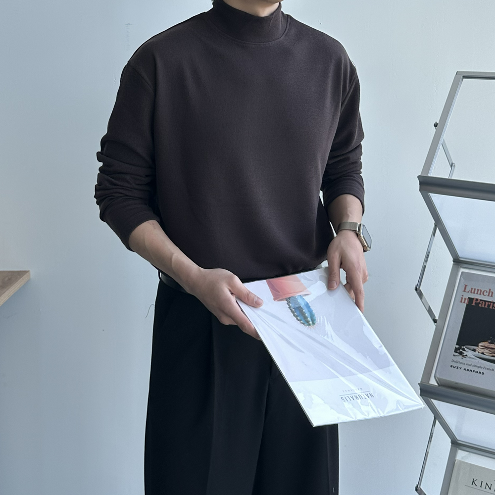 남자 니트 반목폴라 목폴라 모크넥 빅사이즈 니트 남자 스웨터 - 상세 이미지 5