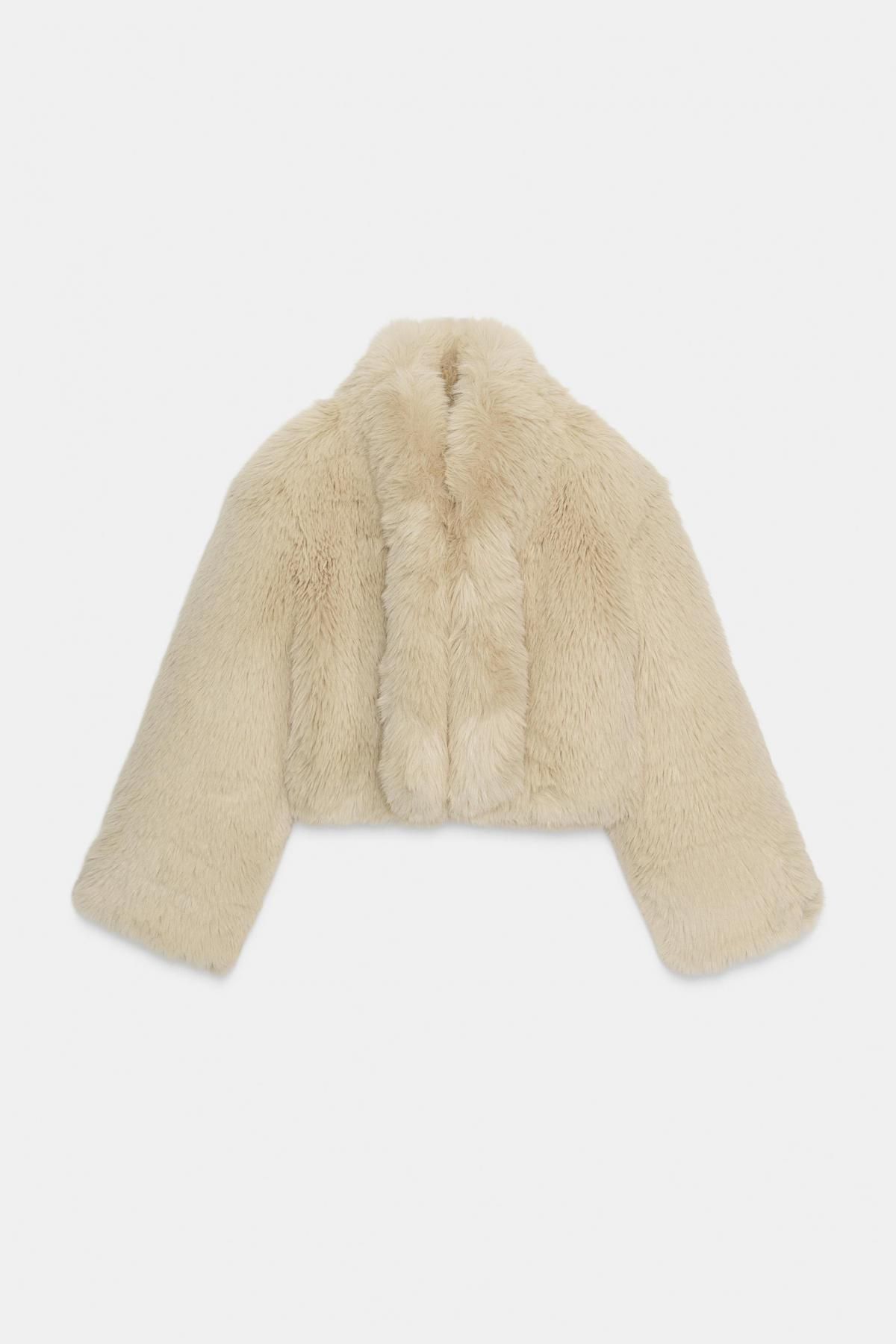 자라 에코퍼 숏코트 아이보리 라펠카라 4341/883 BEIGE - 메인 이미지