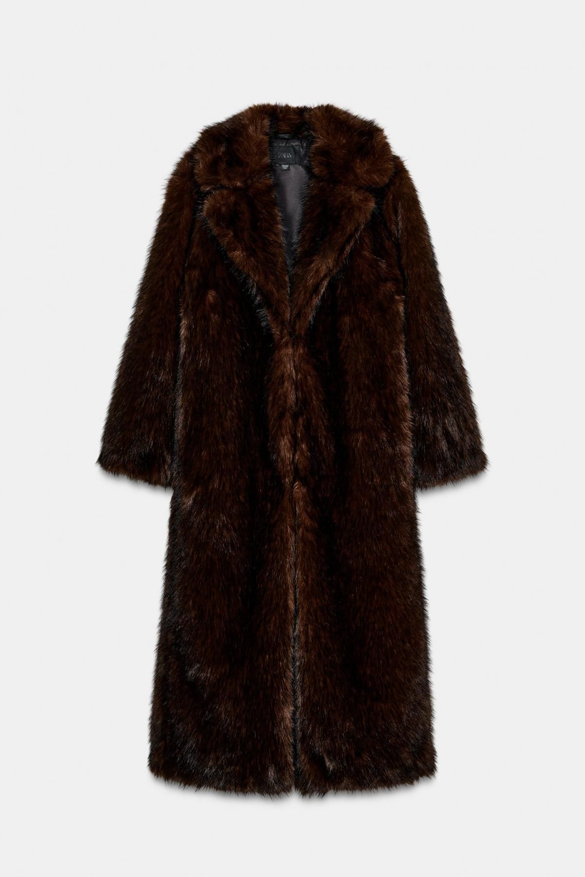 자라 페이크 퍼 롱 코트 브라운 1255/724 MINK - 상품 이미지