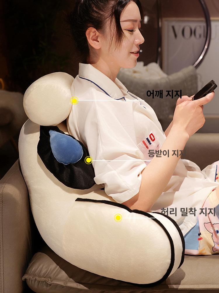 겨울 침대 헤드 대형 등받이 베개 휴대폰용 허리 보호 숙면용 블랙 라지아이 캣 중간 쿠션+헤드레스트 65x40cm - 상세 이미지 3