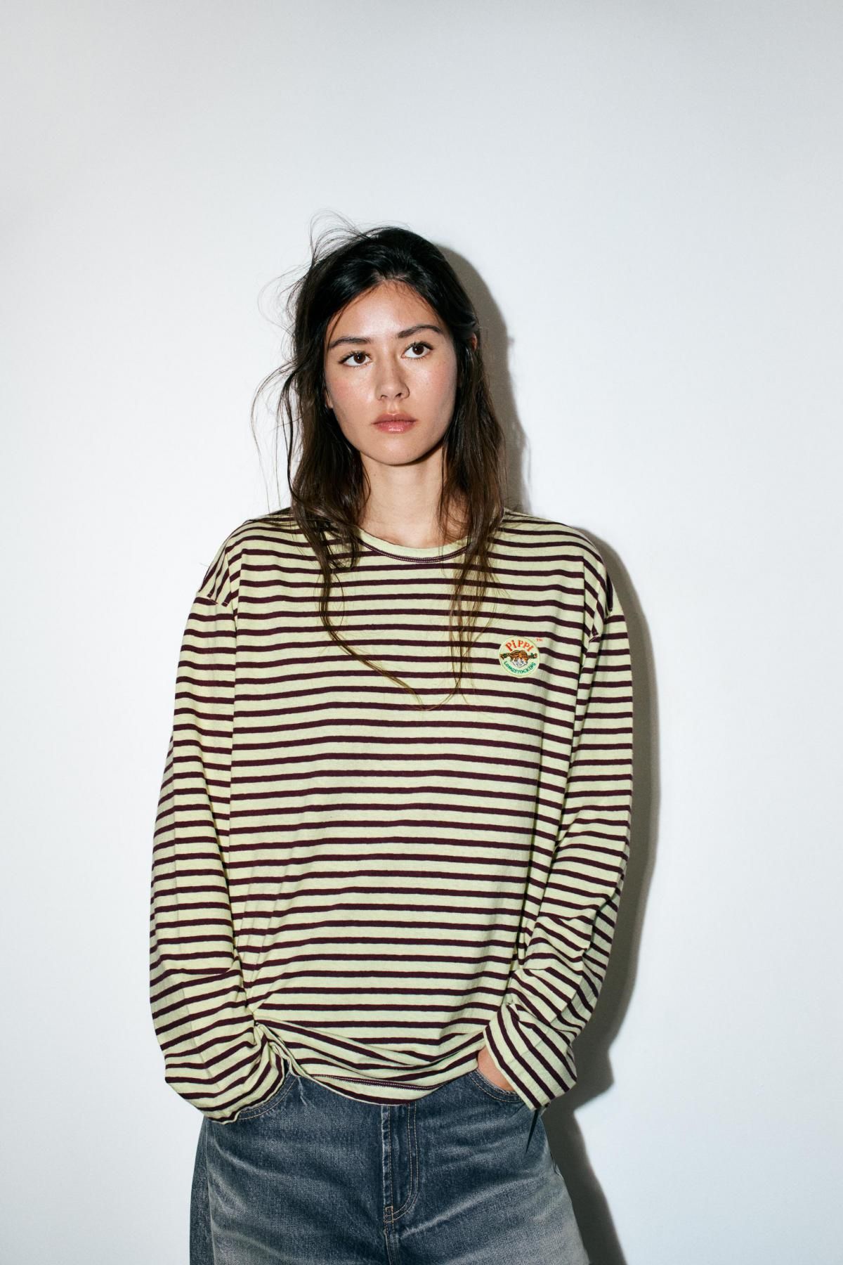 자라 스트라이프 코튼 린넨 긴팔 티셔츠 0858/821 STRIPED - 상세 이미지 2