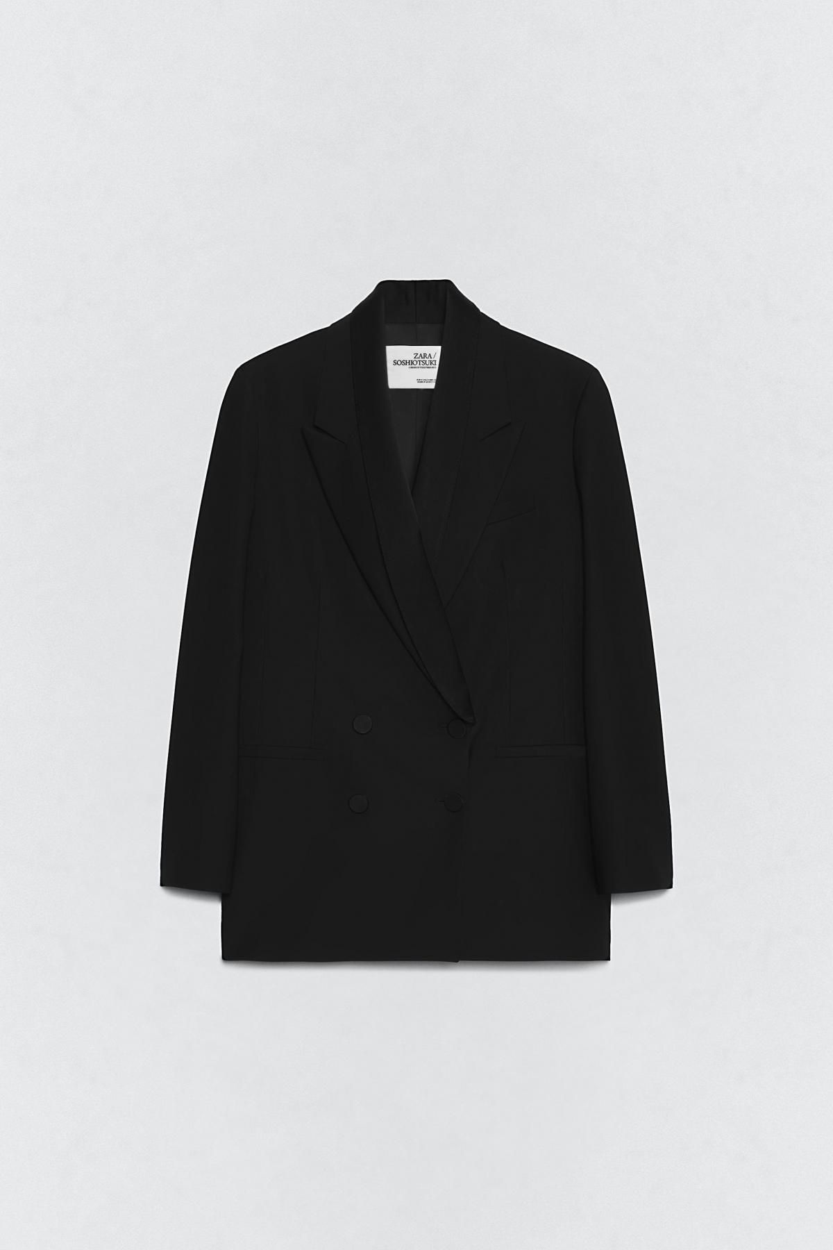 자라 울블렌드 더블 블랙 블레이저 X 소시오츠키 9820/499 BLACK - 상품 이미지