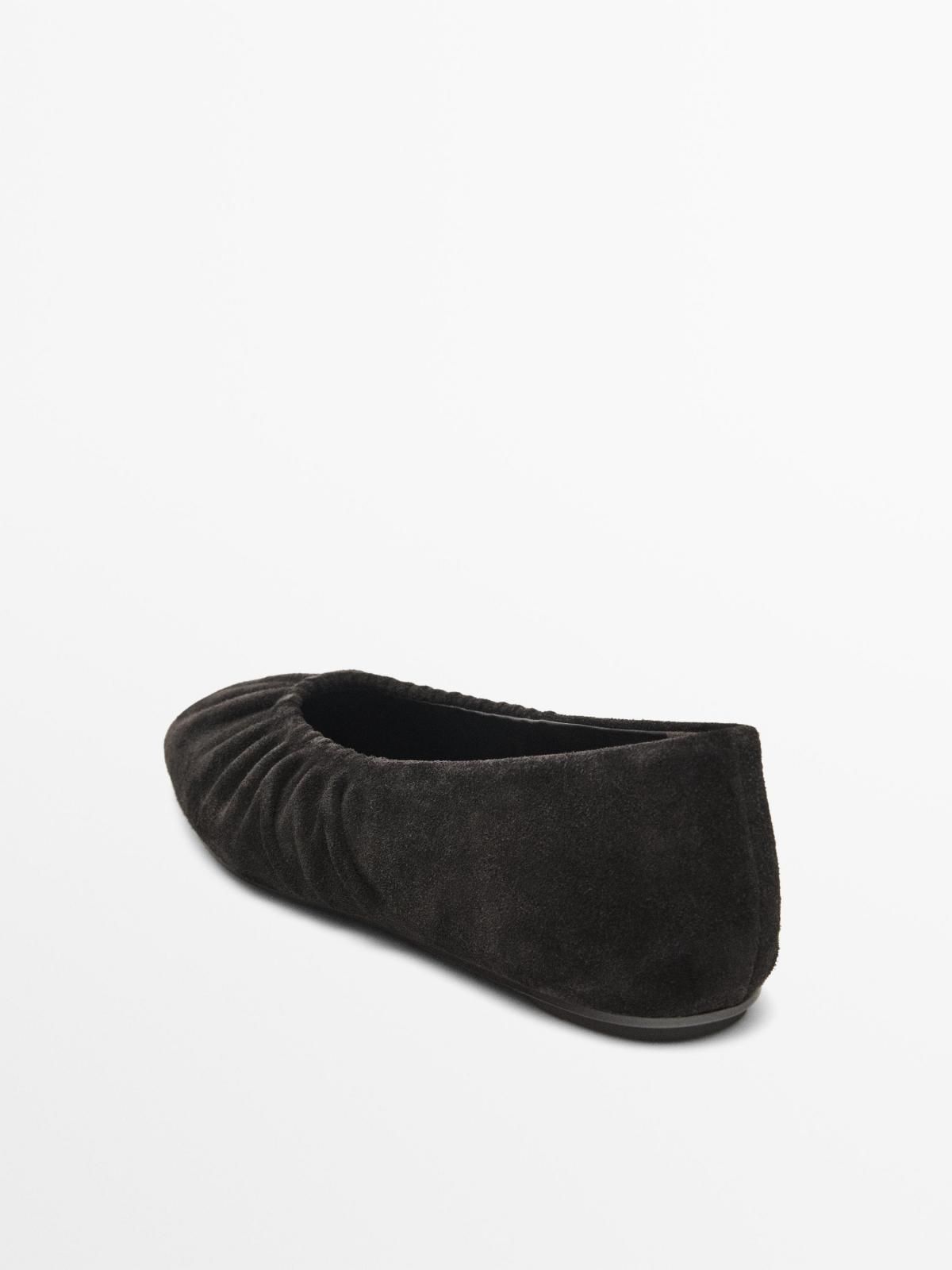 마시모두띠 프리미엄 스웨이드 가죽 셔링 발레리나 플랫 1597/650 BROWN - 상세 이미지 5
