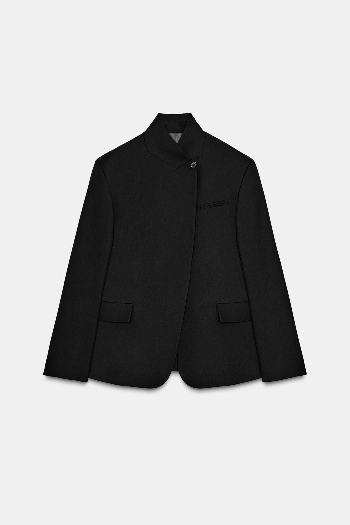 자라 울블렌드 하이넥 블랙 블레이저 2029/044 BLACK - 상품 이미지