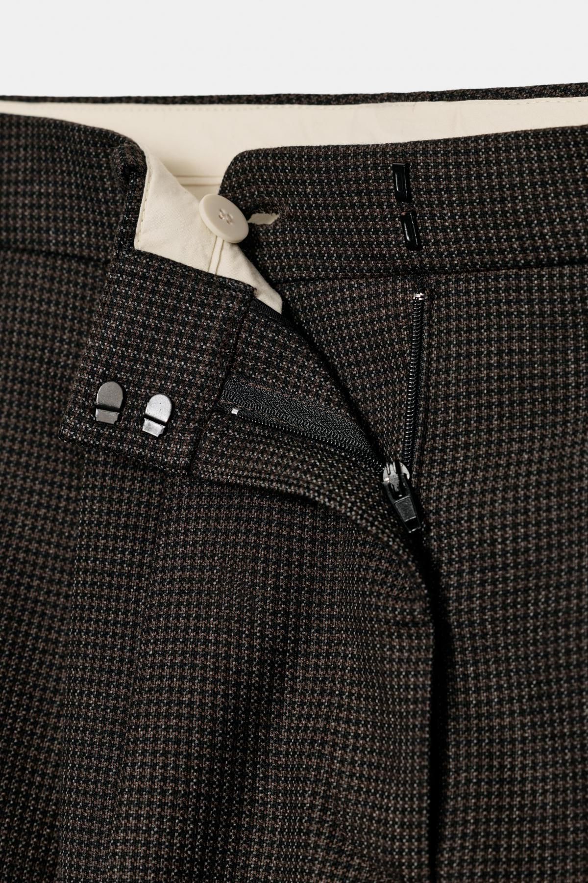 자라 테크니컬 와이드 팬츠 플리츠 8490/300 BROWN-BLUE - 상세 이미지 5