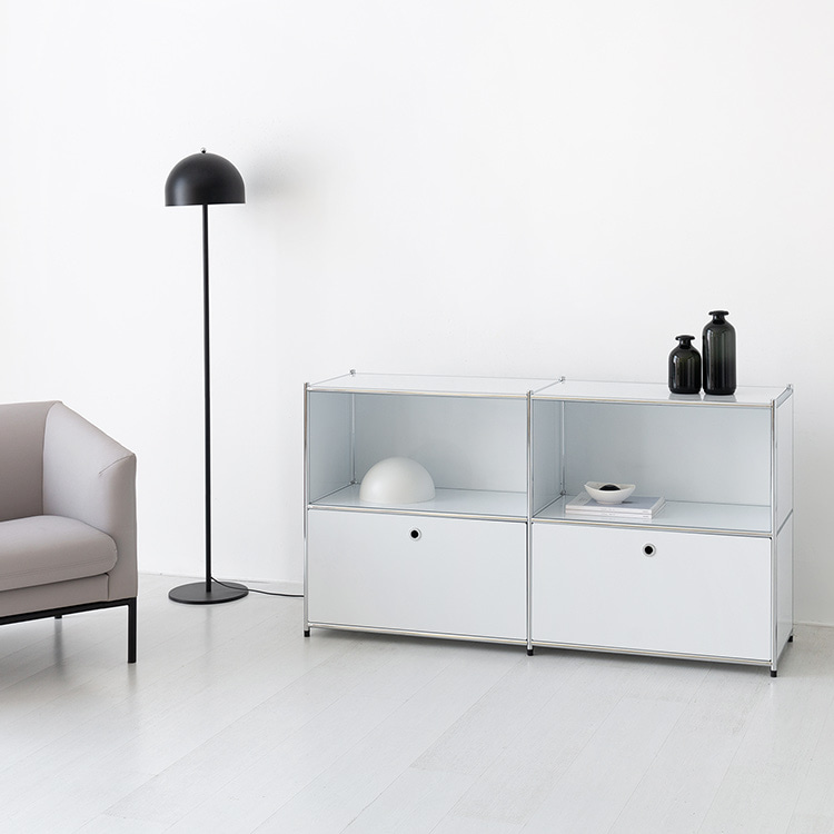 심플리 2x2 수납장 2문 BC017 1520mmx400mmx820mm, 2단, 퓨어화이트 8441.5247 - 상세 이미지 5