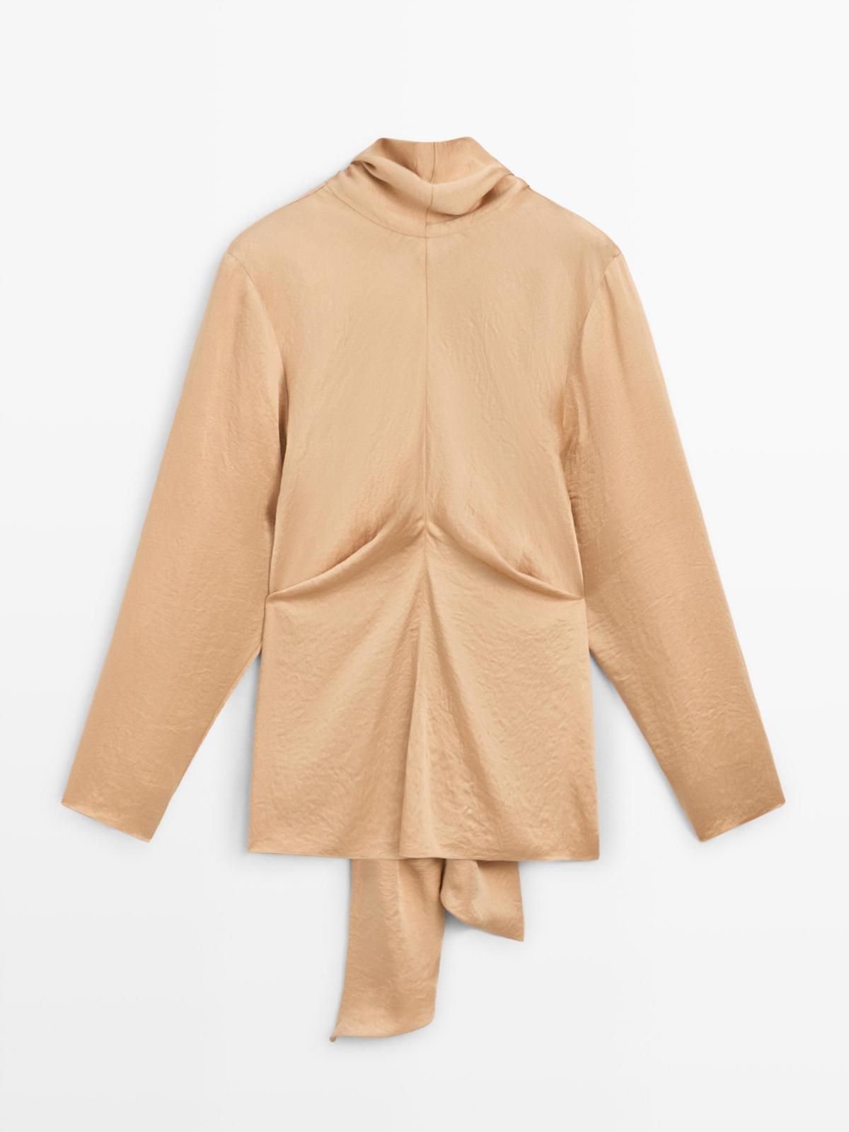 마시모두띠 새틴 타이넥 블라우스 베이지 9312/950 BEIGE - 상품 이미지