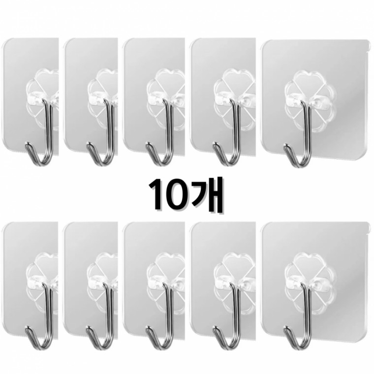 초강력 매직후크 투명 접착 고리 10P - 상품 이미지
