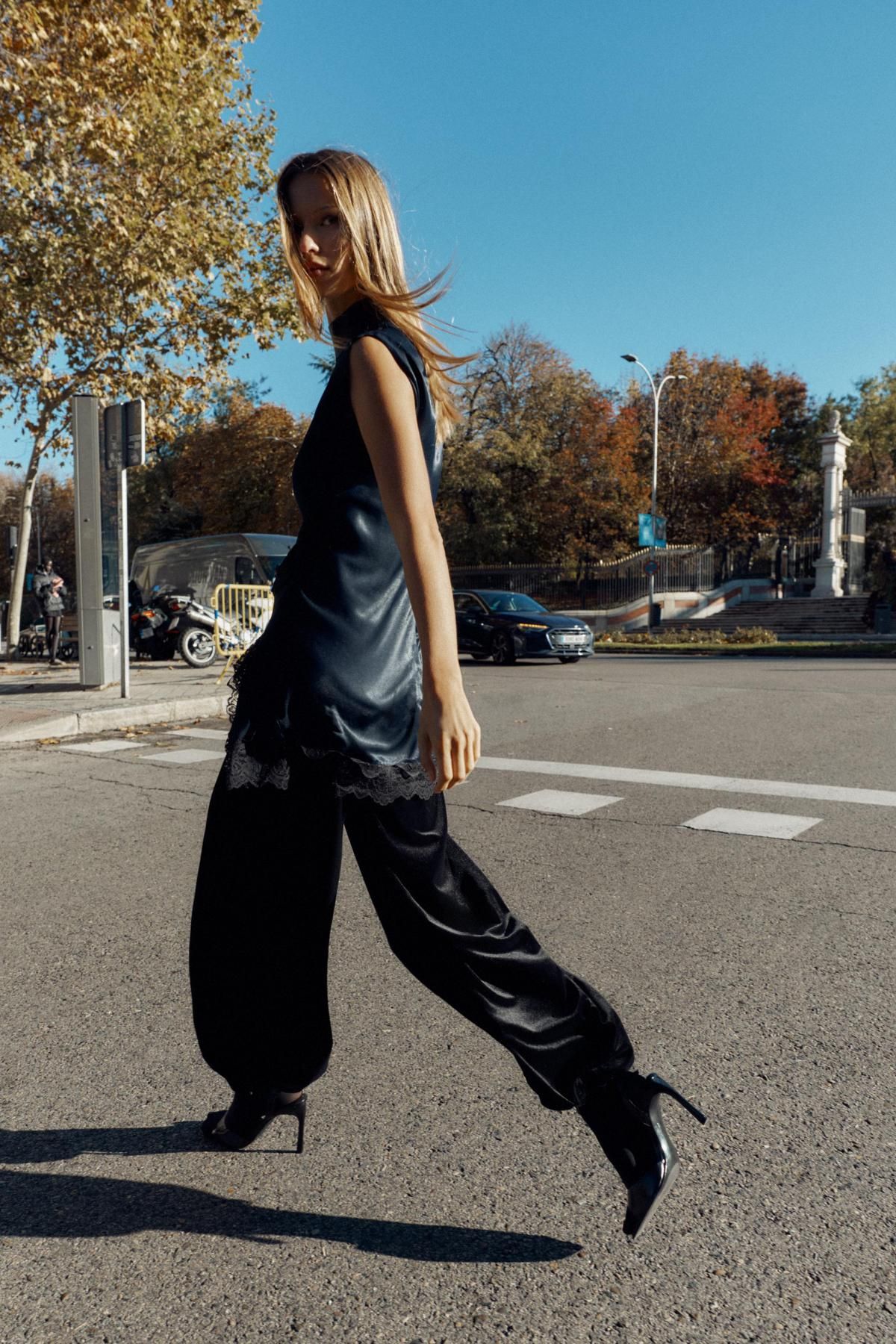 자라 벨벳 하이웨이스트 벌룬 조거 팬츠 9794/986 BLACK - 상세 이미지 5