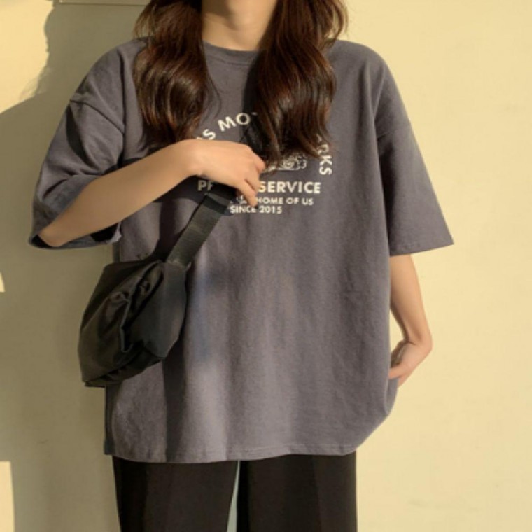 여성 하우스 반팔티셔츠 여라운드넥 심플 2컬러 - 메인 이미지