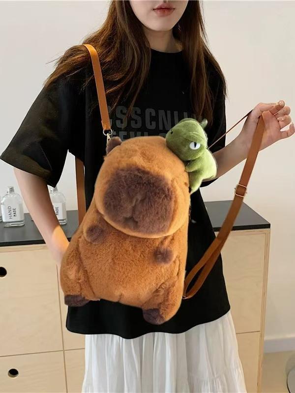 초등학생 용 대용량 귀여운 어린이 여행용 라이트브라운 치키 카피바라 백팩 - 상세 이미지 5