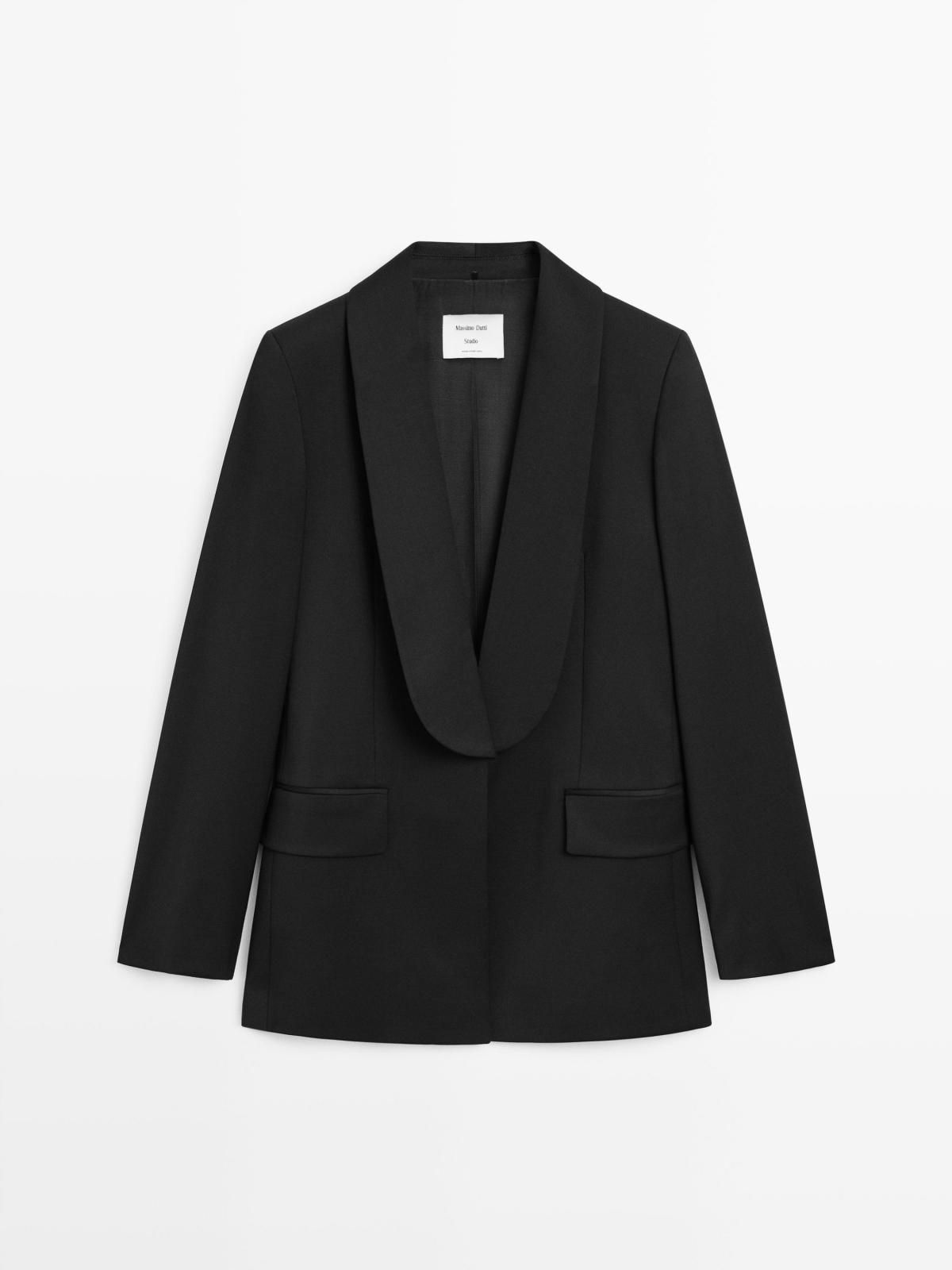 마시모두띠 울 혼방 라펠 디테일 블레이저 9506/951 BLACK - 상품 이미지
