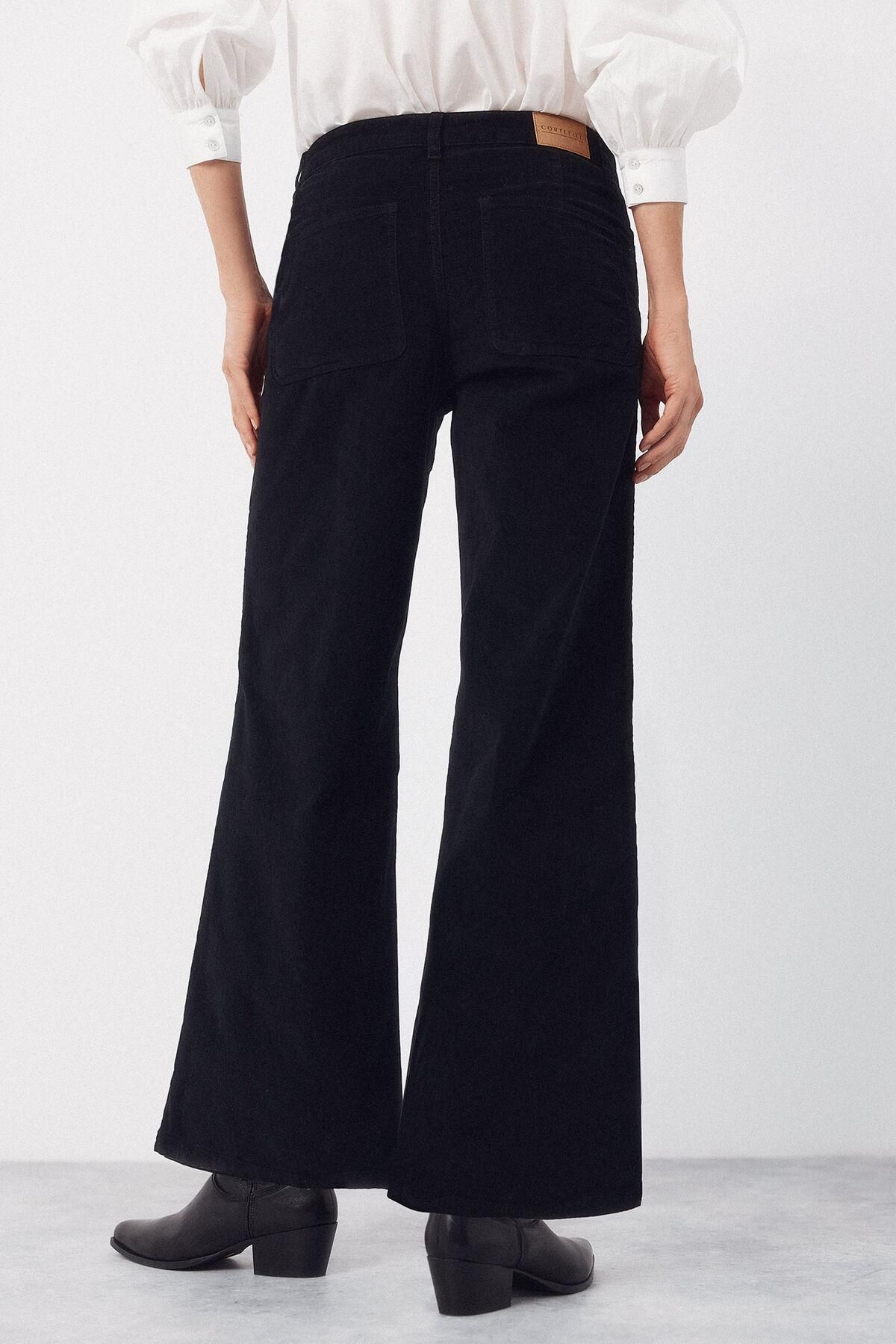 꼬르떼피엘 와이드 벨벳 하이웨이스트 팬츠 블랙 8722338 NEGRO - 상세 이미지 5