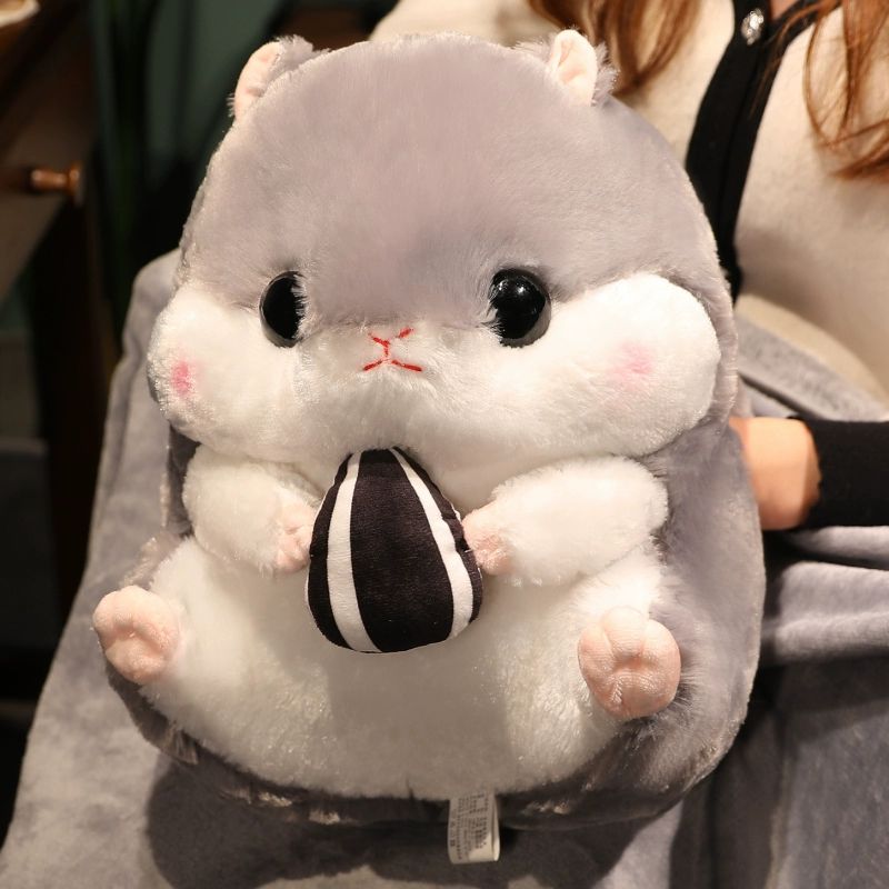 햄스터 인형 손난로 쿠션 담요 세트 겨울철 보온용 휴식용 장식용 베개 그레이 허스키 씨앗 베개만 - 상세 이미지 2
