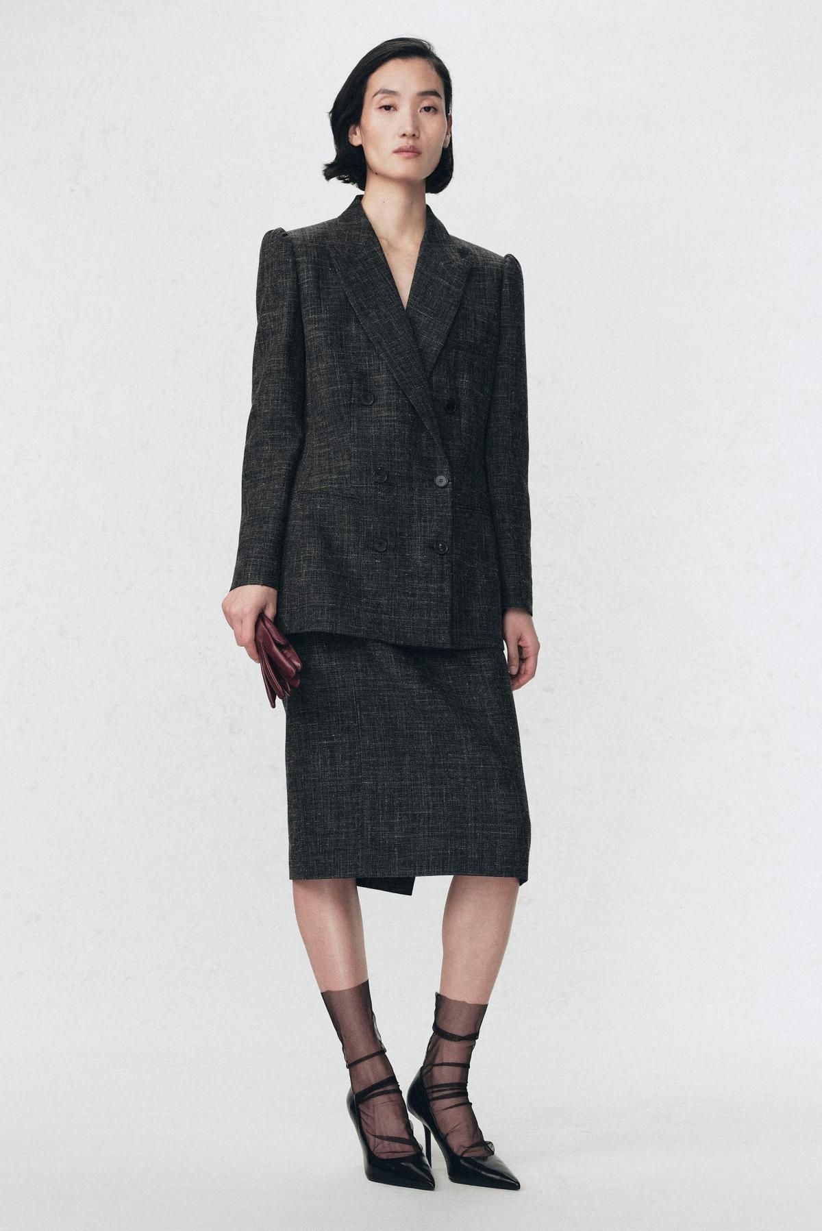 자라 울혼방 펜슬 미디 스커트 X 소시오츠키 9753/882 GREY MARL - 상세 이미지 2