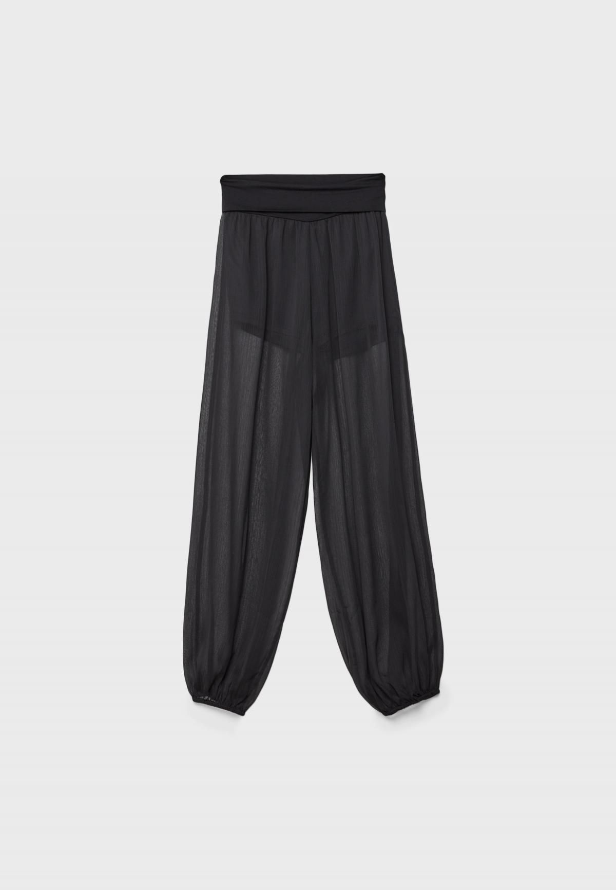스트라디바리우스 시스루 쉬폰 턴업 벌룬 팬츠 7297/108 BLACK - 상세 이미지 3
