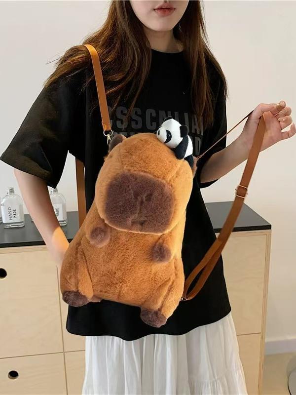 초등학생 용 대용량 귀여운 어린이 여행용 라이트브라운 치키 카피바라 백팩 - 상세 이미지 2