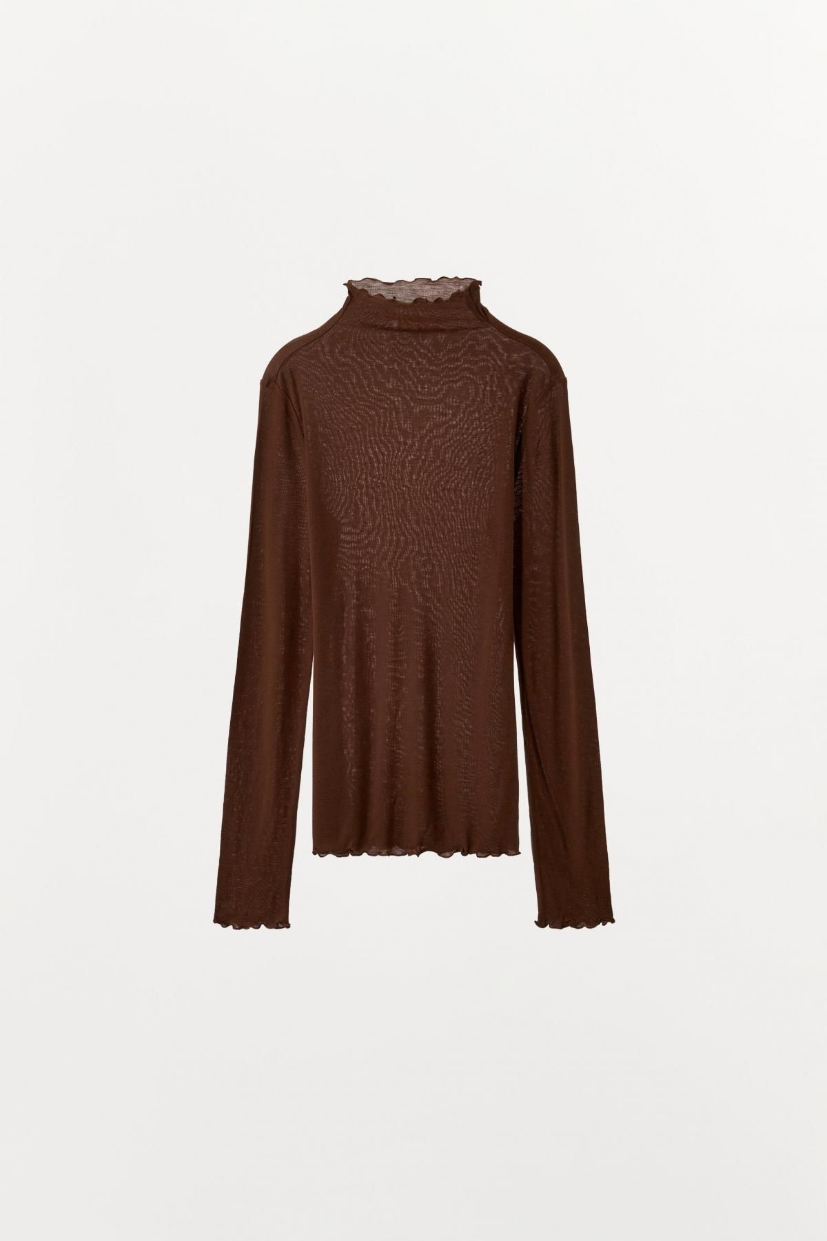 자라 하이넥 브라운 라이오셀 티셔츠 1223/633 BROWN - 메인 이미지