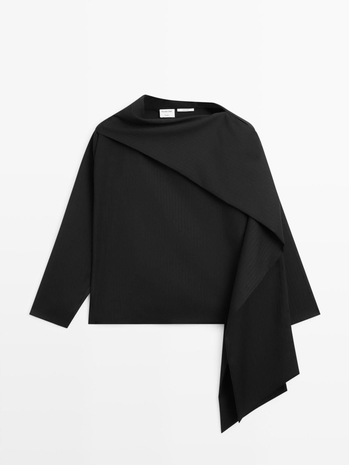 마시모두띠 스트라이프 케이프 블랙 블라우스 9303/951 BLACK - 상품 이미지