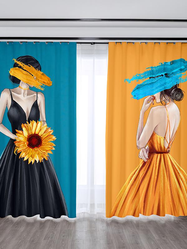 북유럽 감성 소녀 침실 거실 미용실 매장 분리용 패턴 1 폭 2.5m 아일렛형