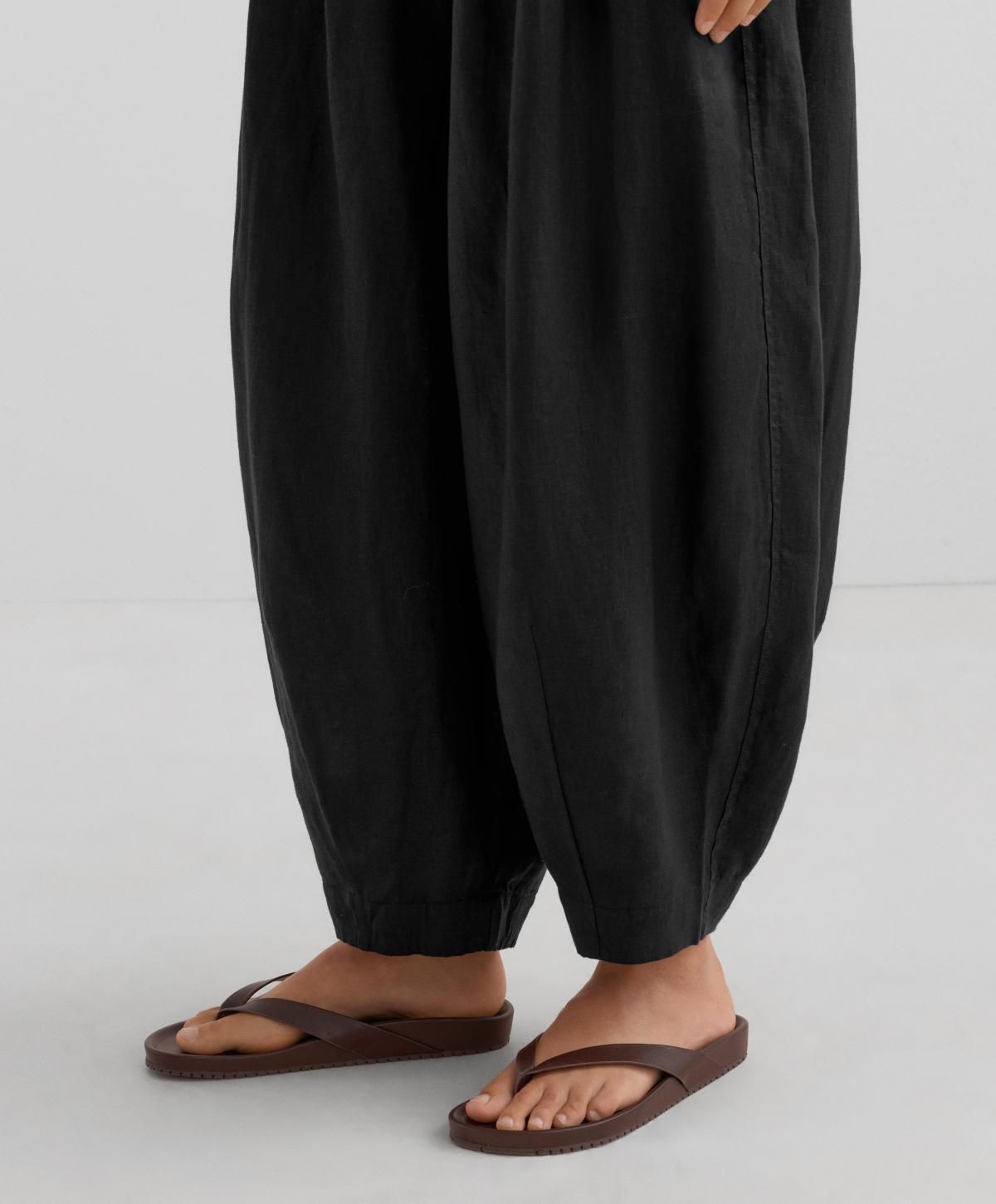 오이쇼 린넨 와이드 벌룬 팬츠 밴딩 4093/873 BLACK - 상세 이미지 3