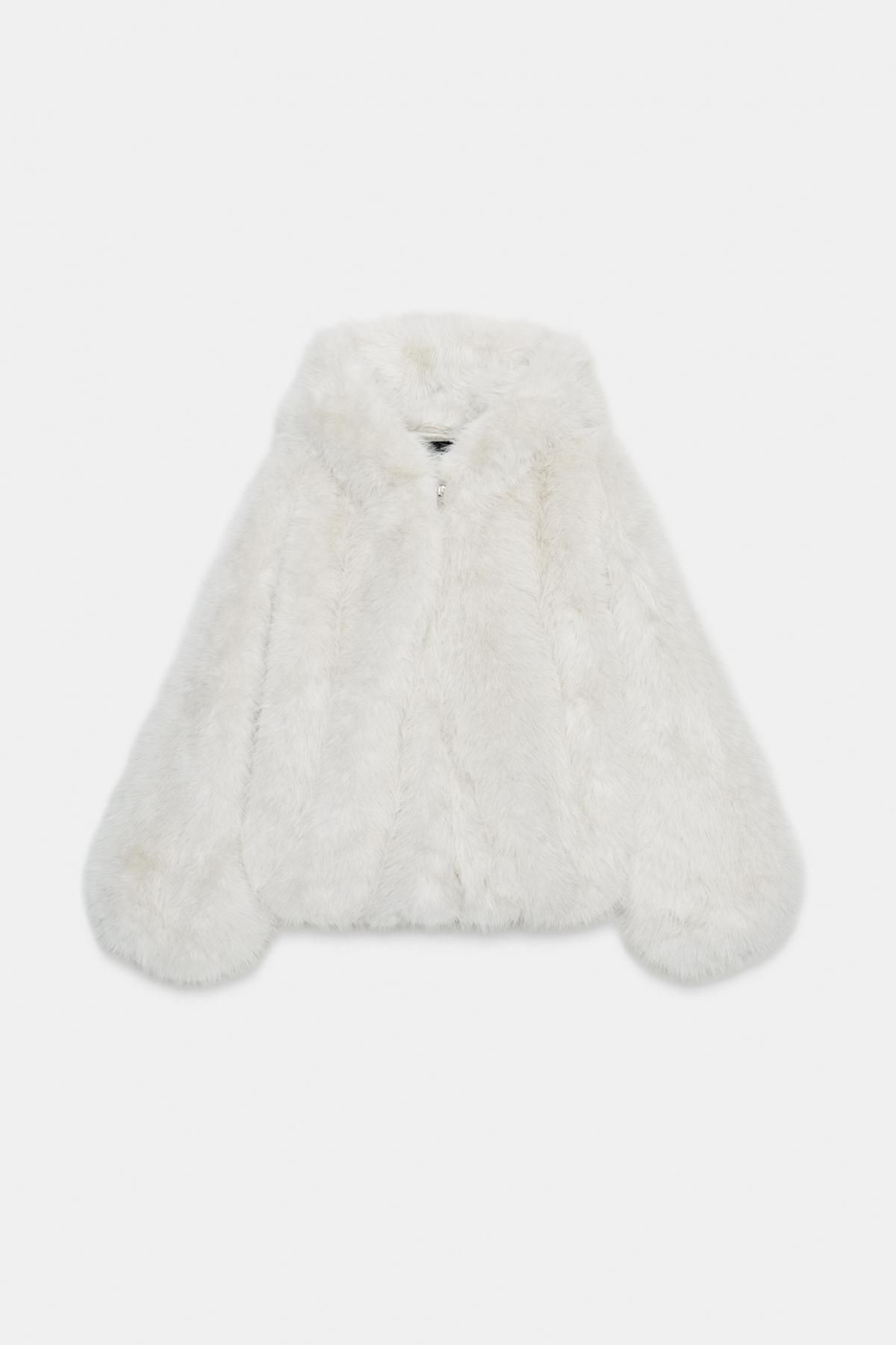 자라 테크니컬 페이크퍼 후드 숏코트 4341/885 LIGHT BEIGE - 메인 이미지
