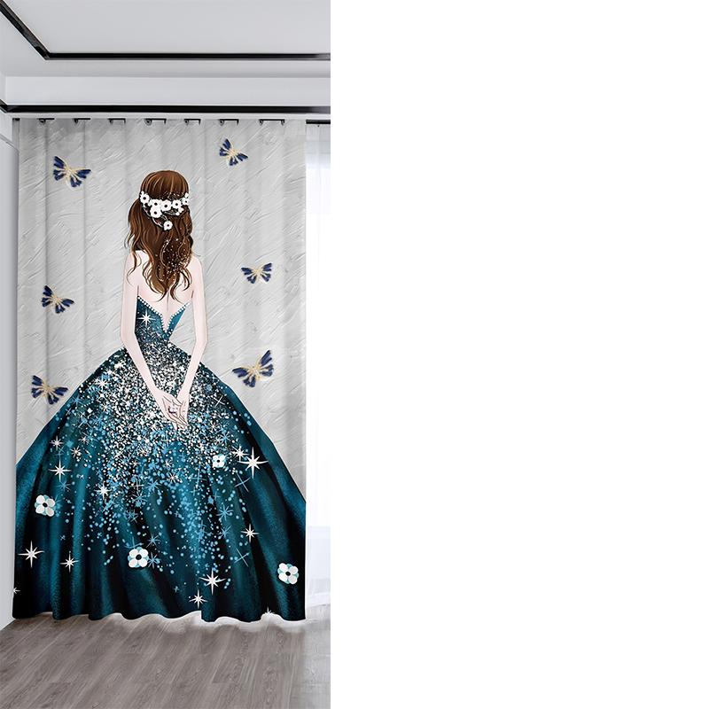 북유럽 감성 소녀 침실 거실 미용실 매장 분리용 패턴 1 폭 2.5m 아일렛형