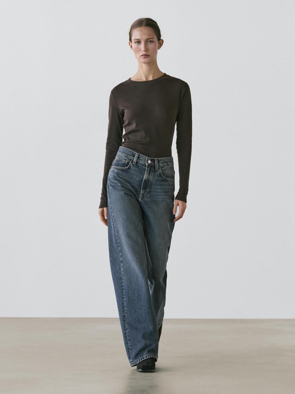 마시모두띠 하이웨이스트 데님 와이드핏 청바지 5040/640 MEDIUM BLUE - 상세 이미지 2