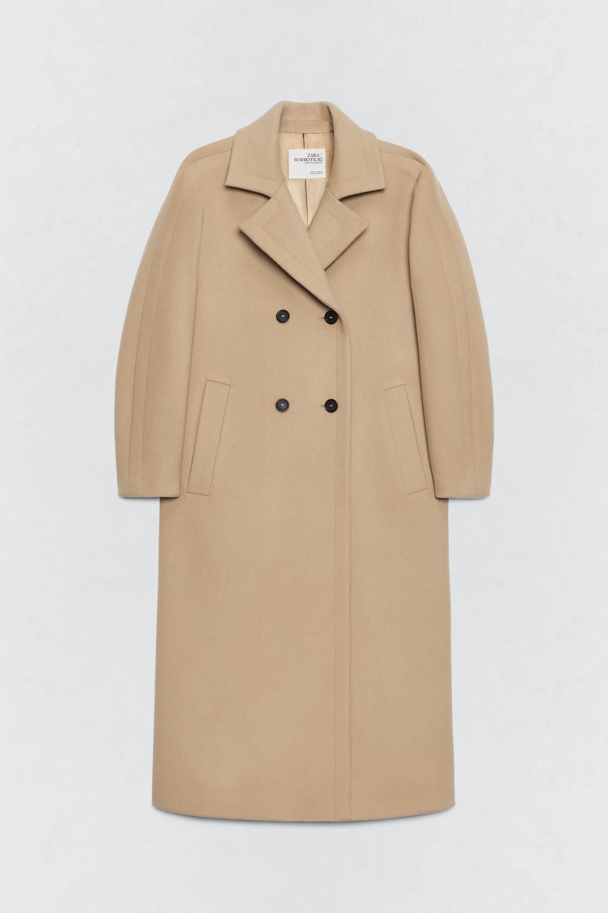 자라 울블렌드 더블 코트 X 소시오츠키 9758/956 LIGHT CAMEL - 메인 이미지