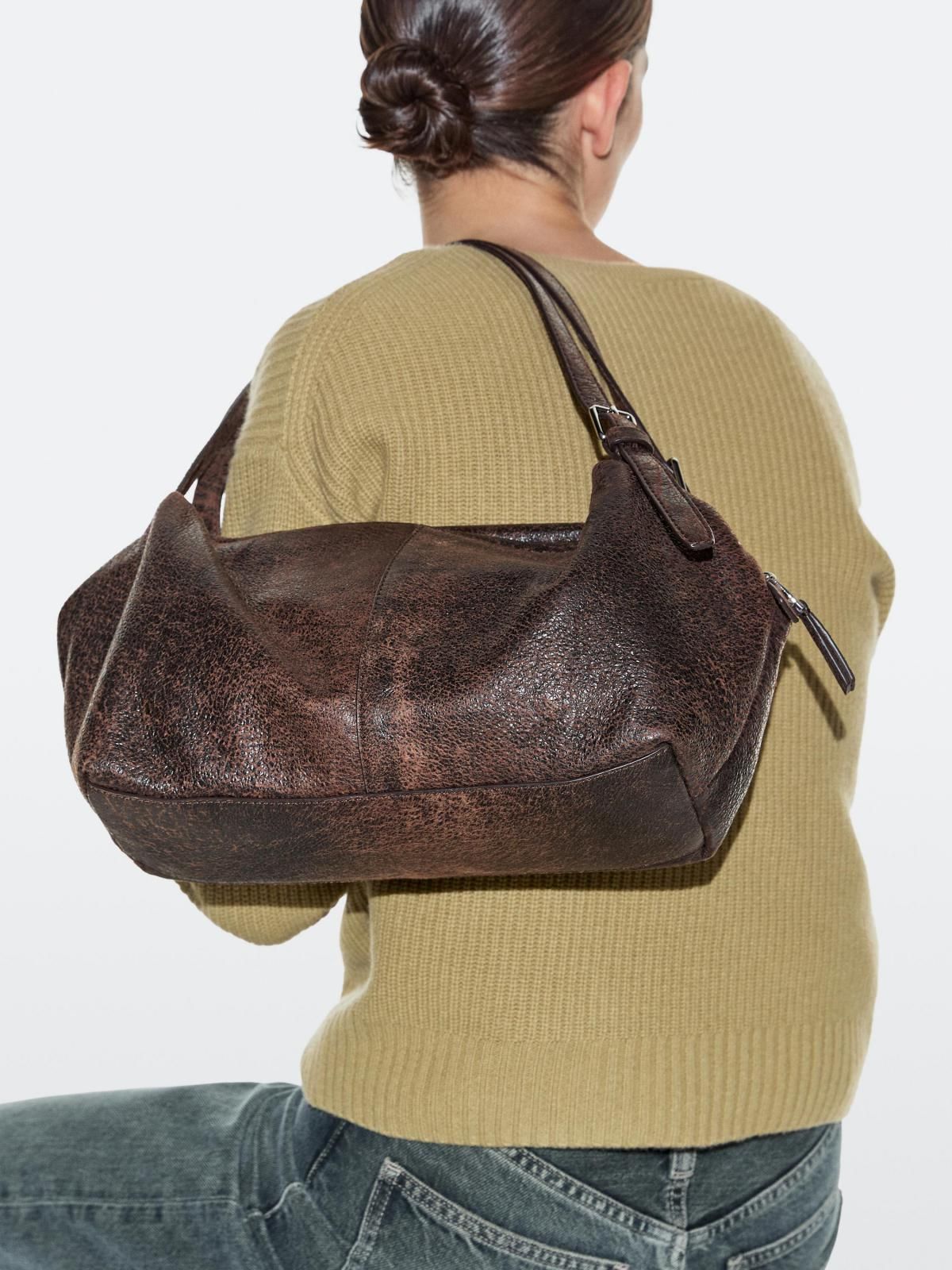 마시모두띠 프리미엄 나파 레더 라지 사첼백 6908/607 BROWN - 상세 이미지 5