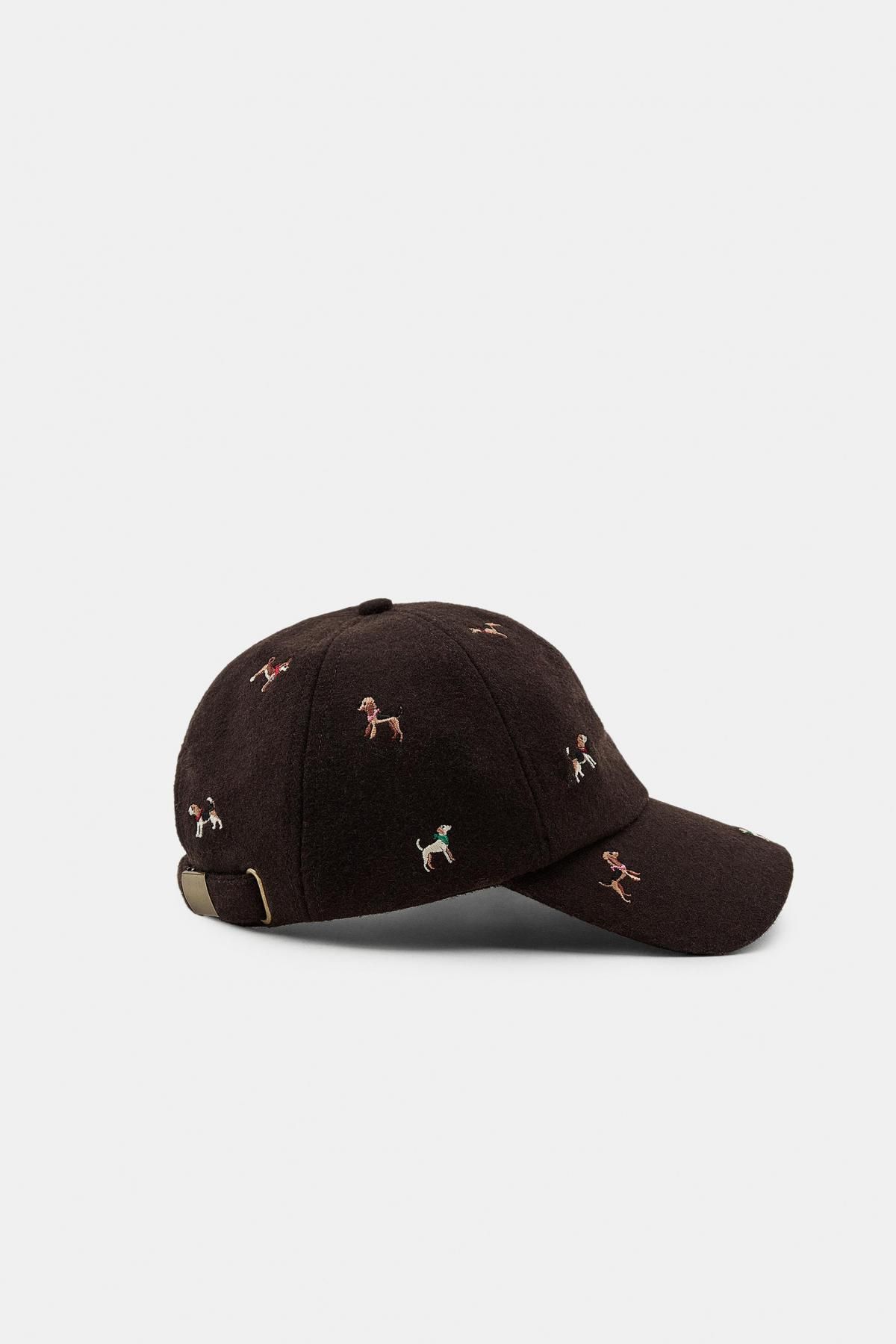 자라 울블렌드 자수 캡모자 1023/008 BROWN - 상세 이미지 5