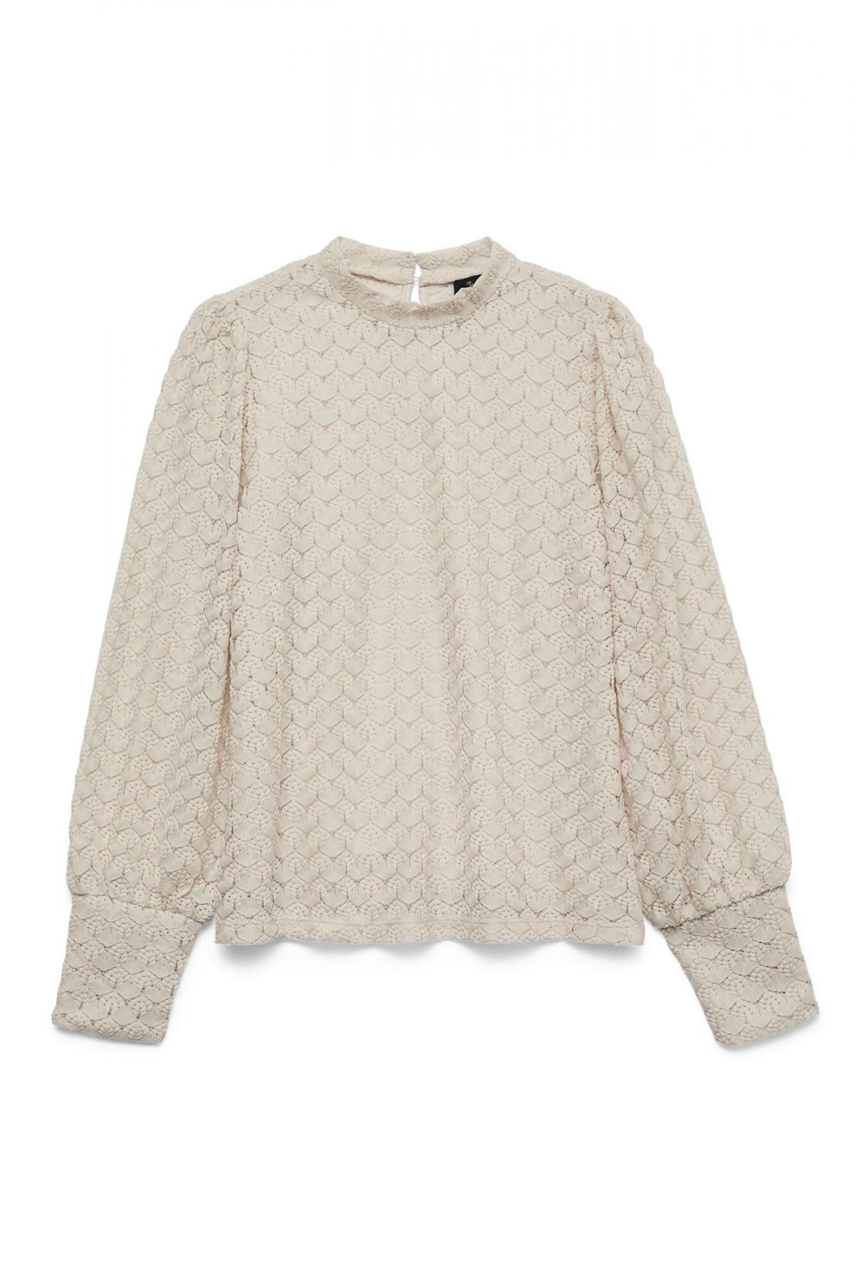 베로모다 레이스 하이넥 볼륨소매 블라우스 6012294 BEIGE - 상품 이미지