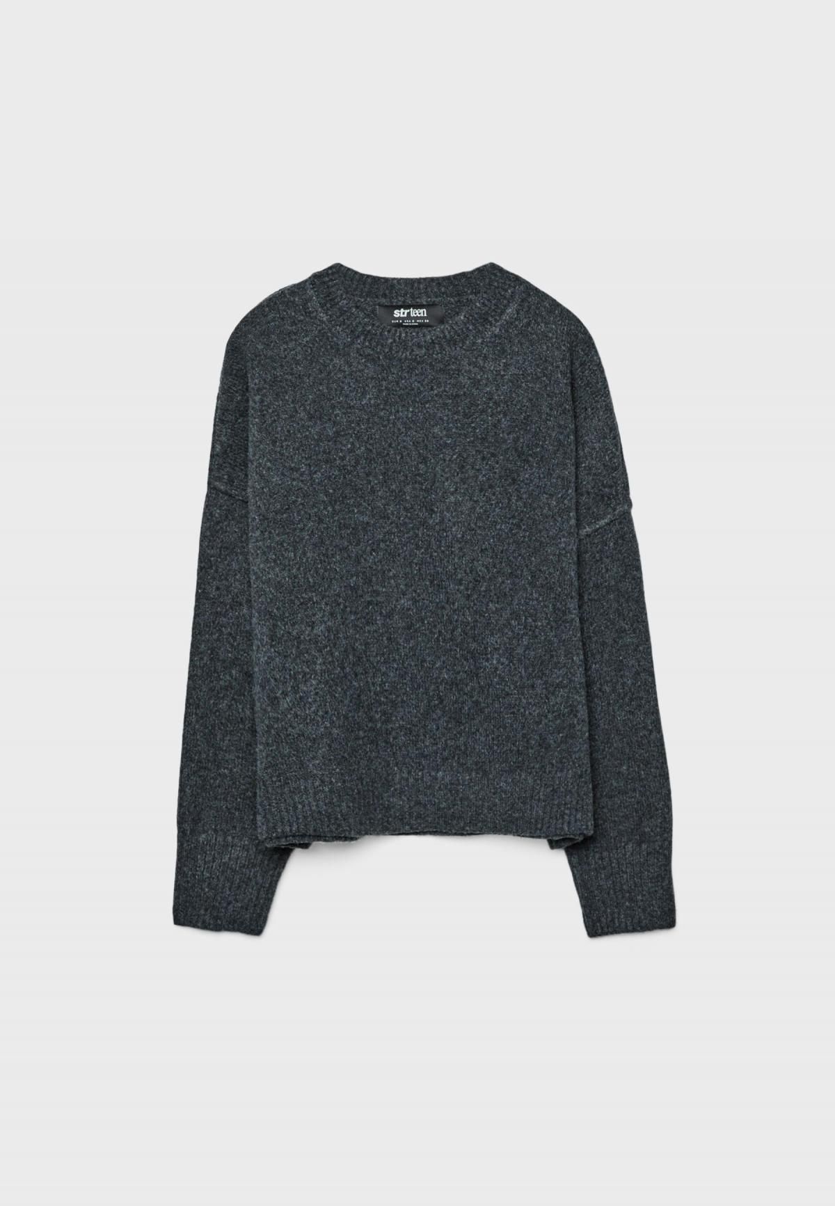 스트라디바리우스 베이직 라운드넥 니트 스웨터 다크그레이 7516/640 DARK GREY - 메인 이미지