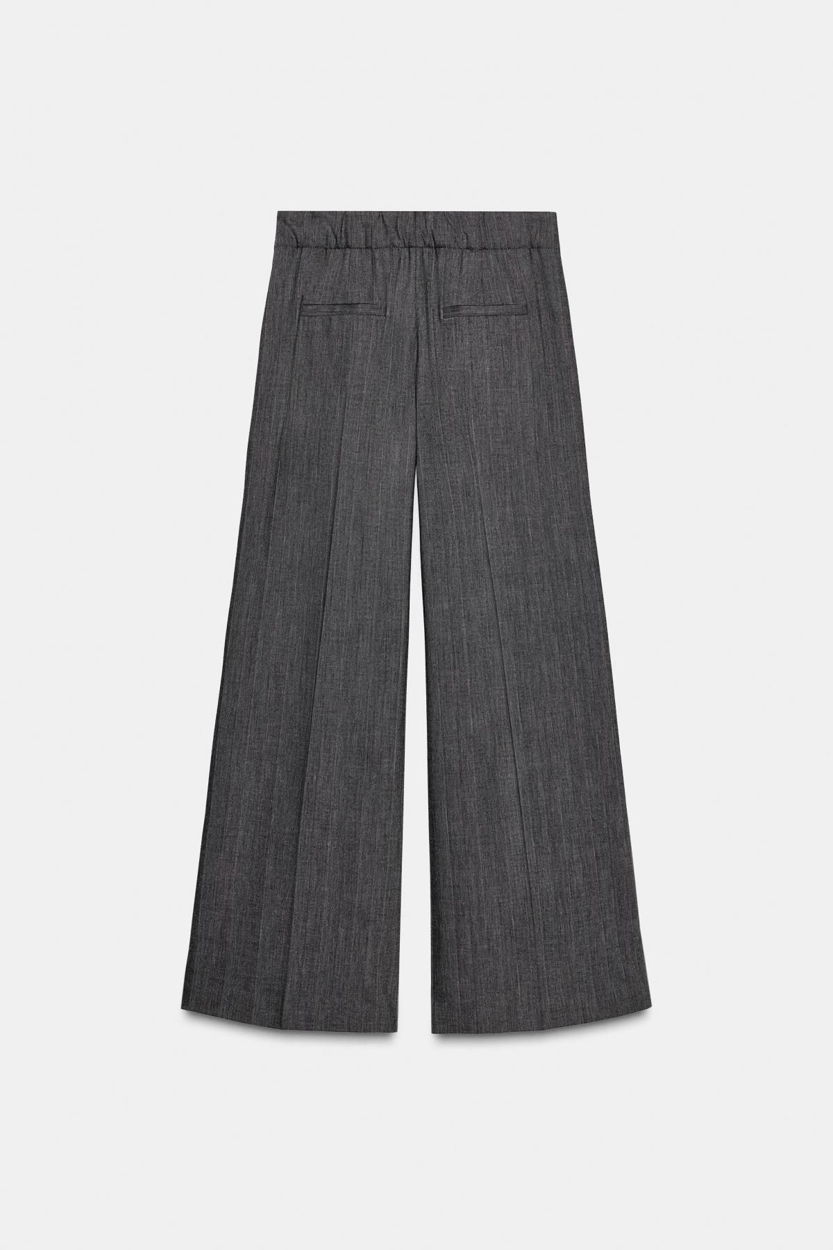 자라 와이드핏 테크니컬 울 블렌드 팬츠 9950/916 GREY MARL - 상세 이미지 4