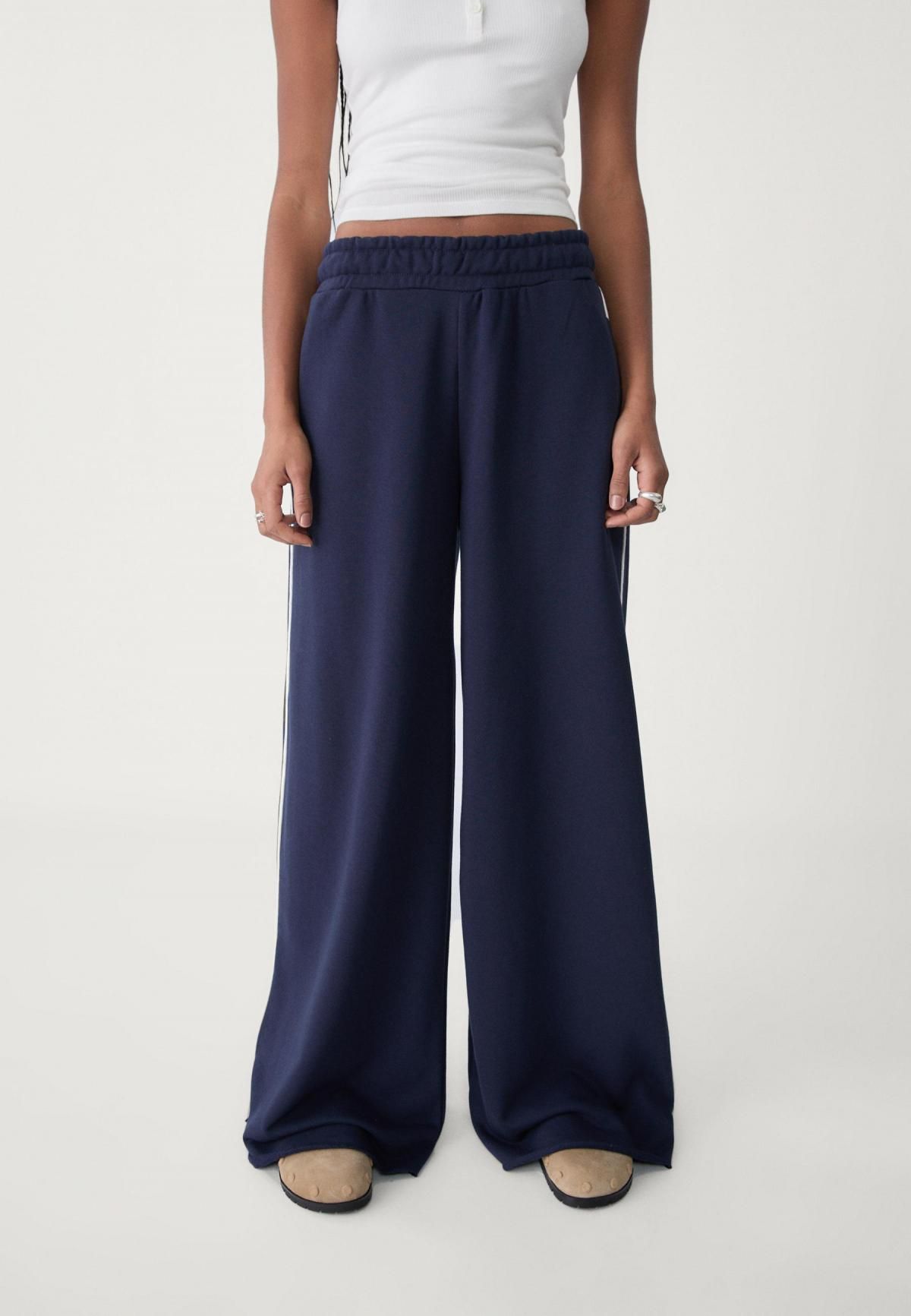 스트라디바리우스 와이드핏 플러시 와이드 팬츠 배색 파이핑 디테일 8305/100 - 상품 이미지