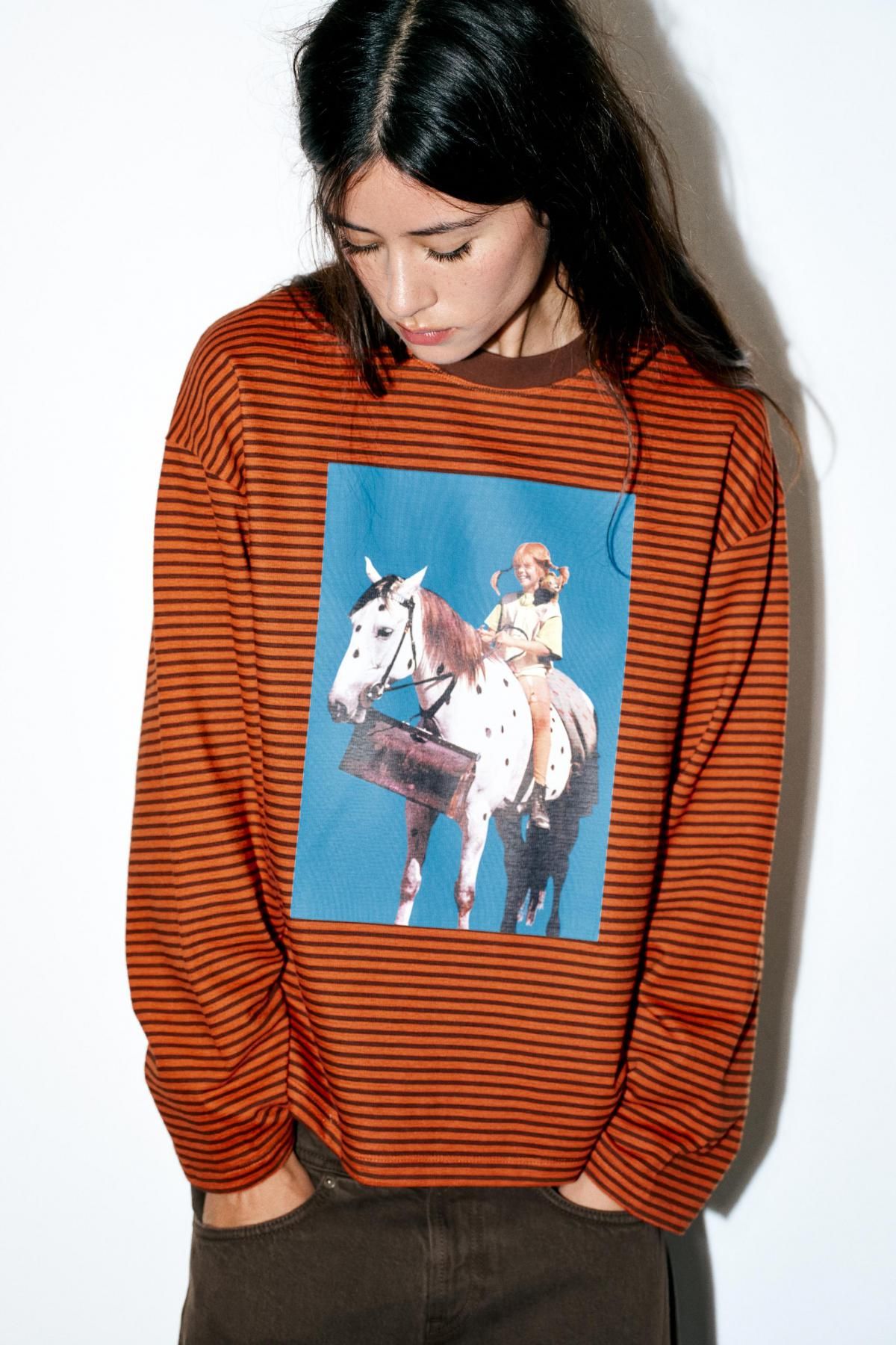 자라 키즈 스트라이프 프린트 긴팔 티셔츠 4805/820 BROWN STRIPES - 상세 이미지 2