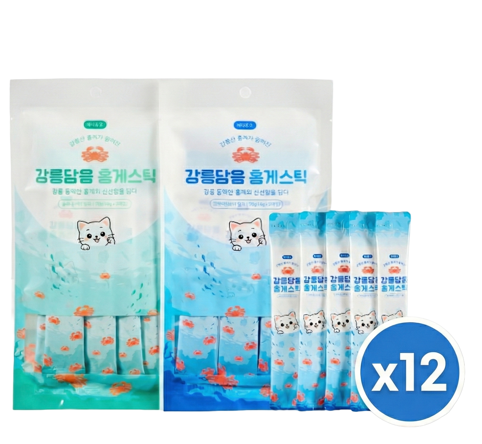 대용량 메디듀오 강릉담음 홍게스틱 짜먹는 고양이 간식 츄르 닭가슴살+연어 60p - 상품 이미지