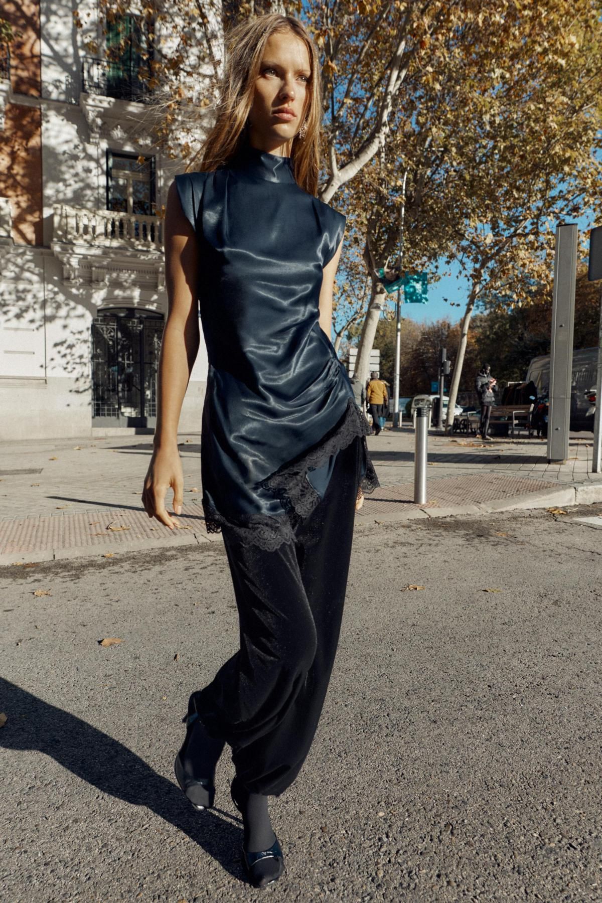 자라 벨벳 하이웨이스트 벌룬 조거 팬츠 9794/986 BLACK - 상세 이미지 2