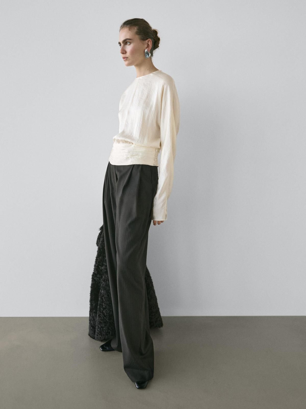 마시모두띠 와이드핏 스트라이프 슬랙스 팬츠 9011/951 BLACK - 상세 이미지 2