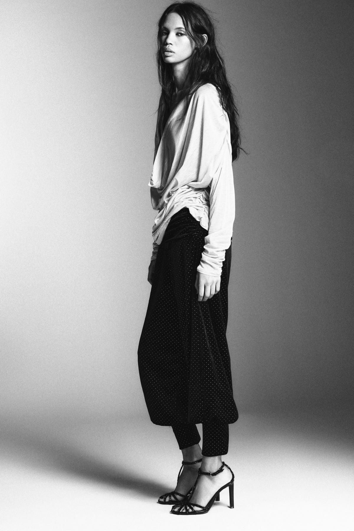 자라 글리터 벨벳 배기 팬츠 4772/404 BLACK - 상세 이미지 4