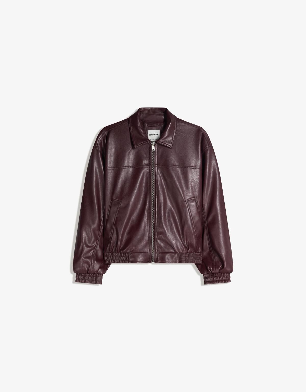버쉬카 테크니컬 레더 이펙트 버건디 재킷 1524/718 MAROON - 상품 이미지