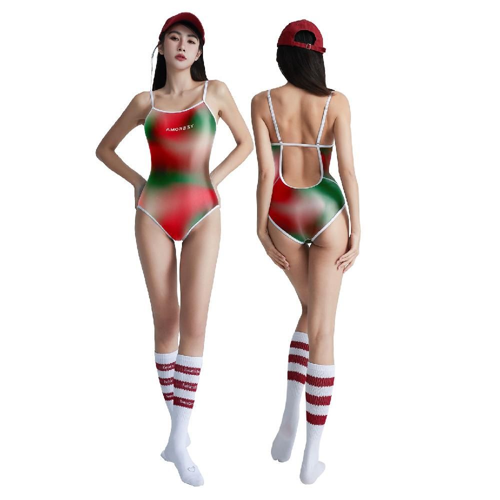 크리스마스수영복 호캉스 원피스 크리스마스 여성 수영복 프린트 072 캔디 스톰 M - 상품 이미지