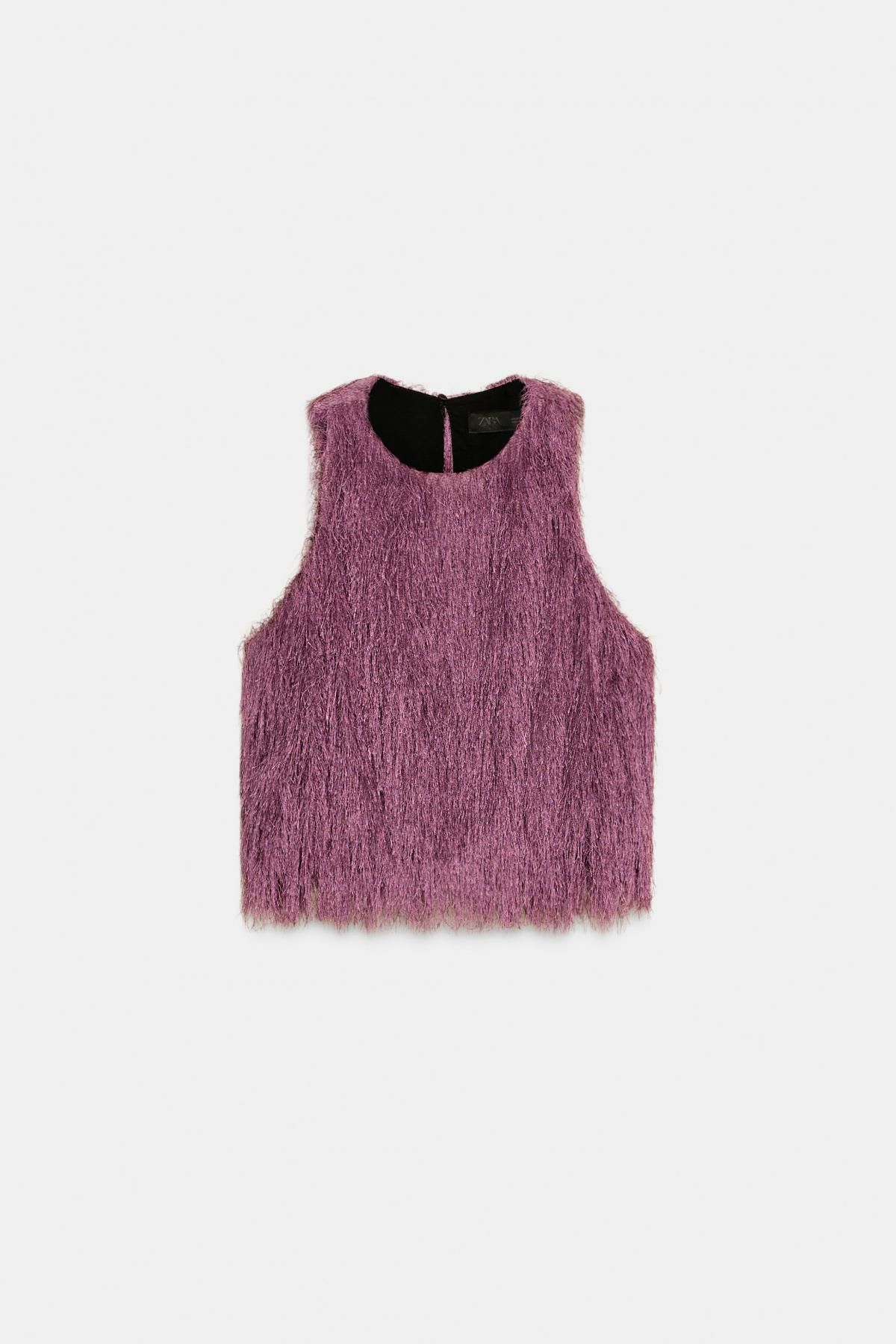 자라 프린지 볼륨 민소매 크롭 탑 2024/640 MAUVE - 메인 이미지