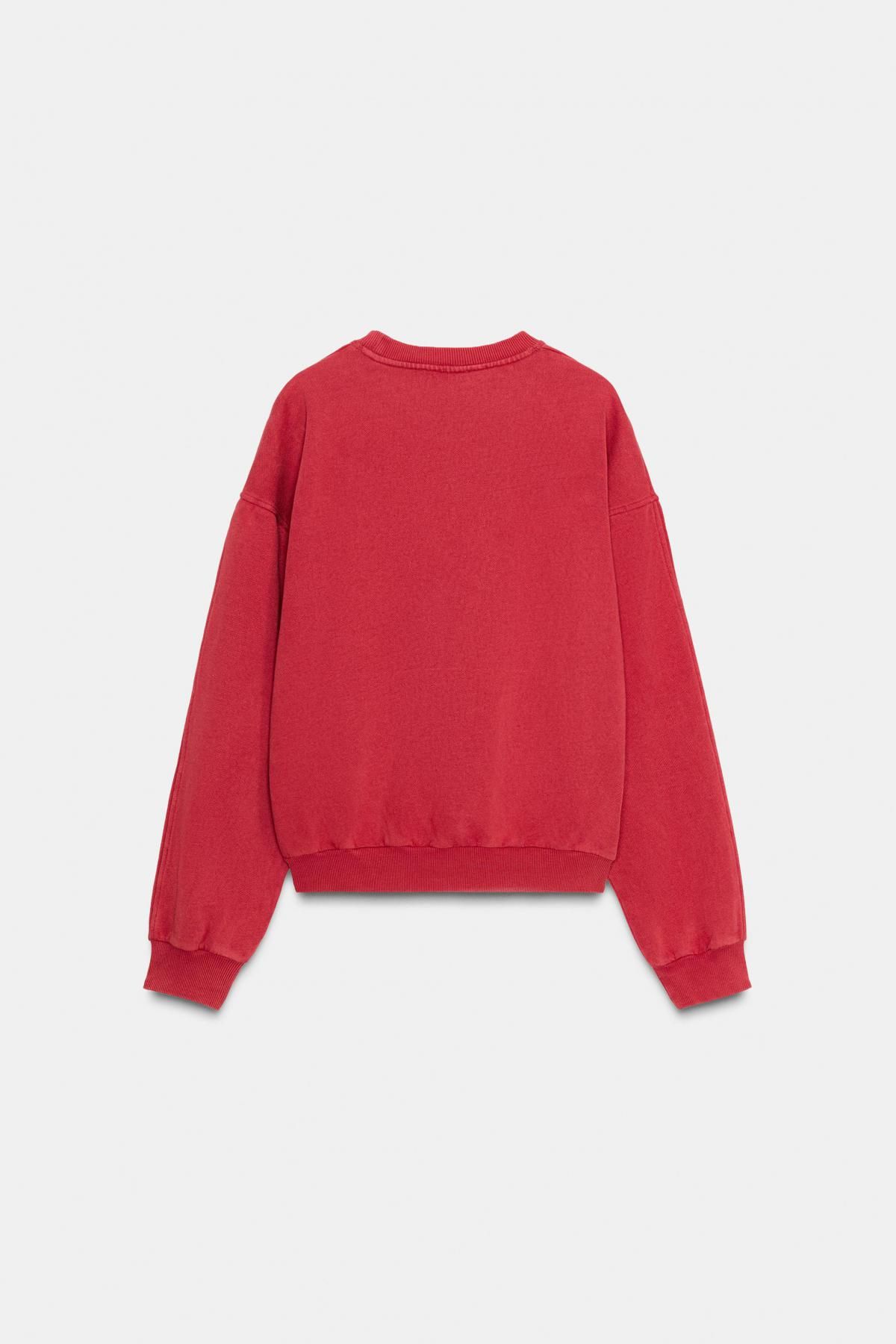 자라 오버사이즈 크리스마스 레드 스웨트셔츠 5643/813 LIGHT MAROON - 상세 이미지 3